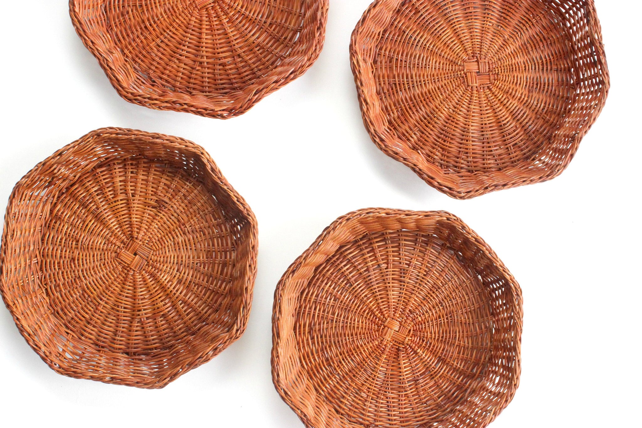 Vintage Wicker Plate Chargers, Natural Woven Plate Holders