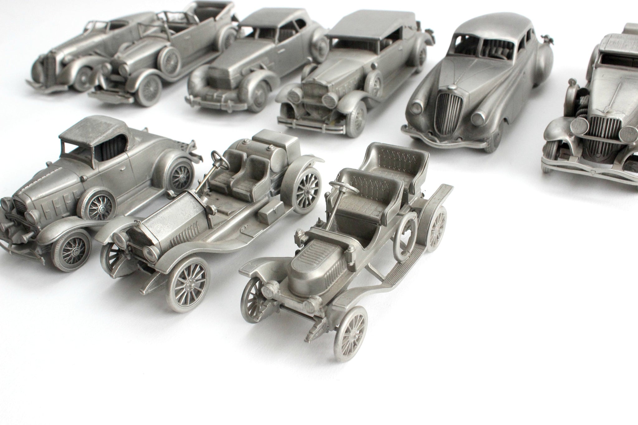 Vintage Pewter Car Figurines, Automobile Collectible Figurines, Boys Room Decor, Stocking Stuffer Idea