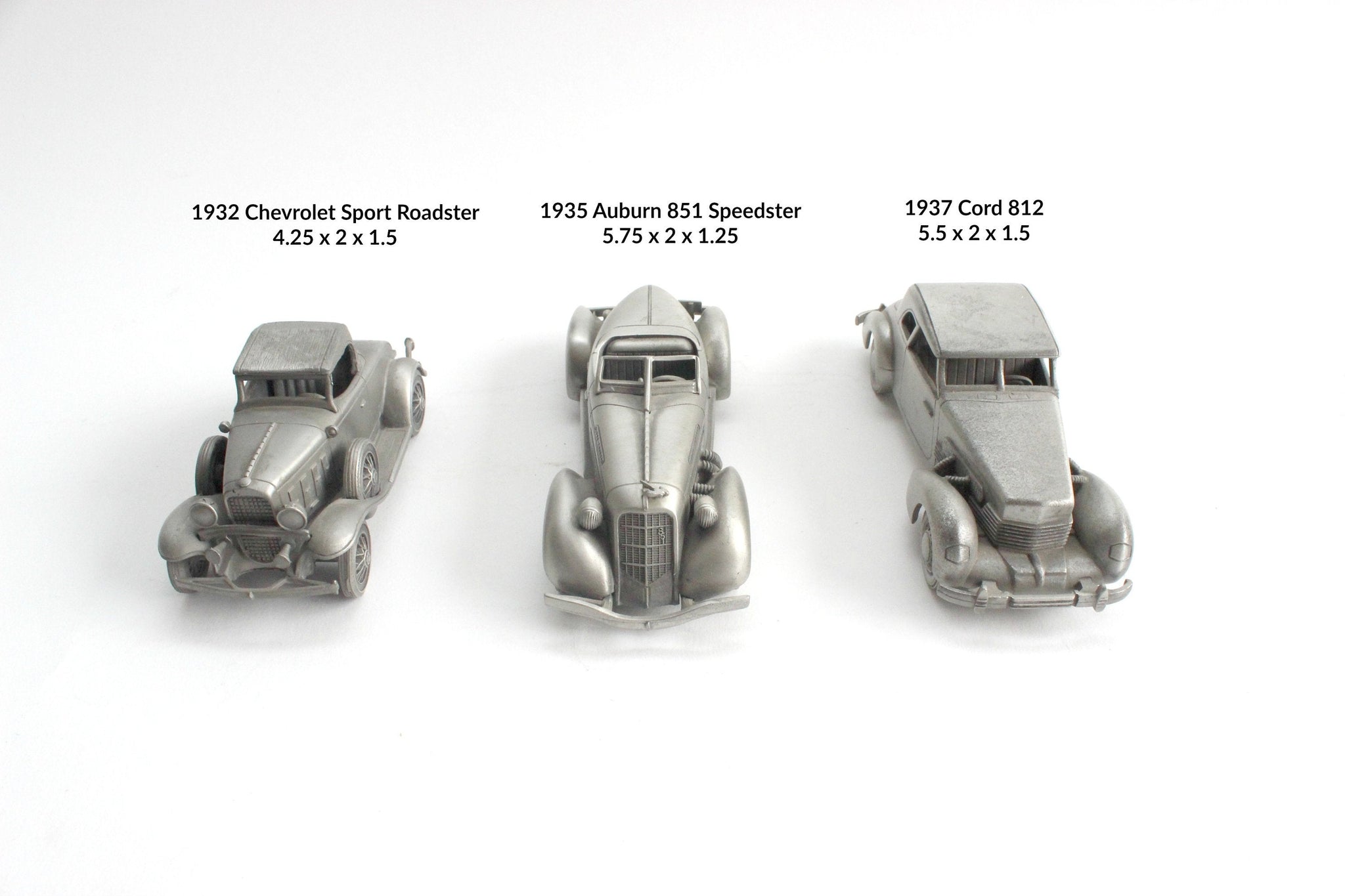 Vintage Pewter Car Figurines, Automobile Collectible Figurines, Boys Room Decor, Stocking Stuffer Idea