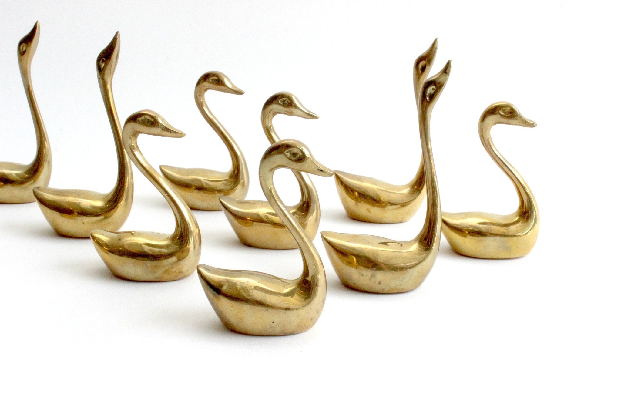 Brass Swan Ring Holders, Bird Figurine, Stocking Stuffer