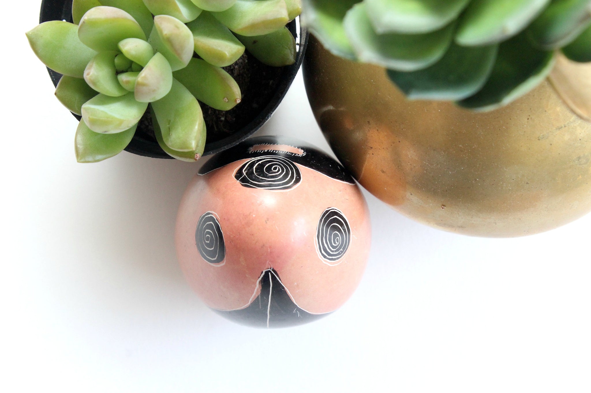 Decorative Stone Egg Figurine, Tribal Inspired Decor, Hand Etched & Painted Easter Egg