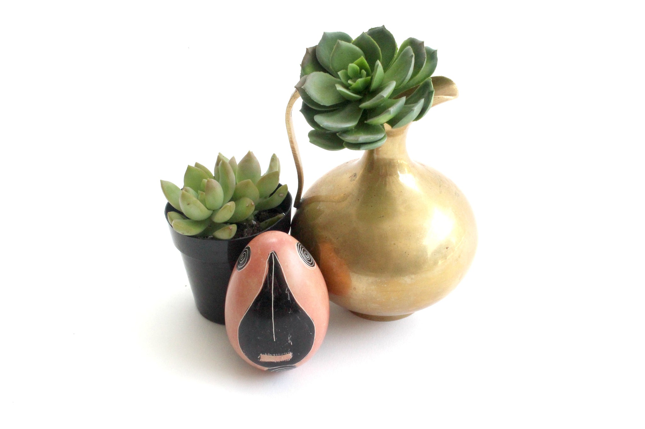 Decorative Stone Egg Figurine, Tribal Inspired Decor, Hand Etched & Painted Easter Egg