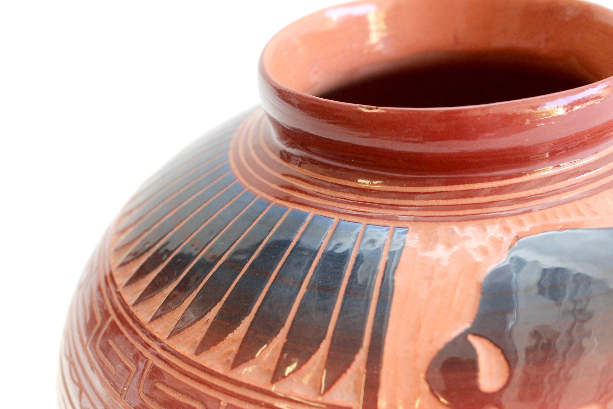 Native American Pottery, Signed Navajo Red Clay Pot