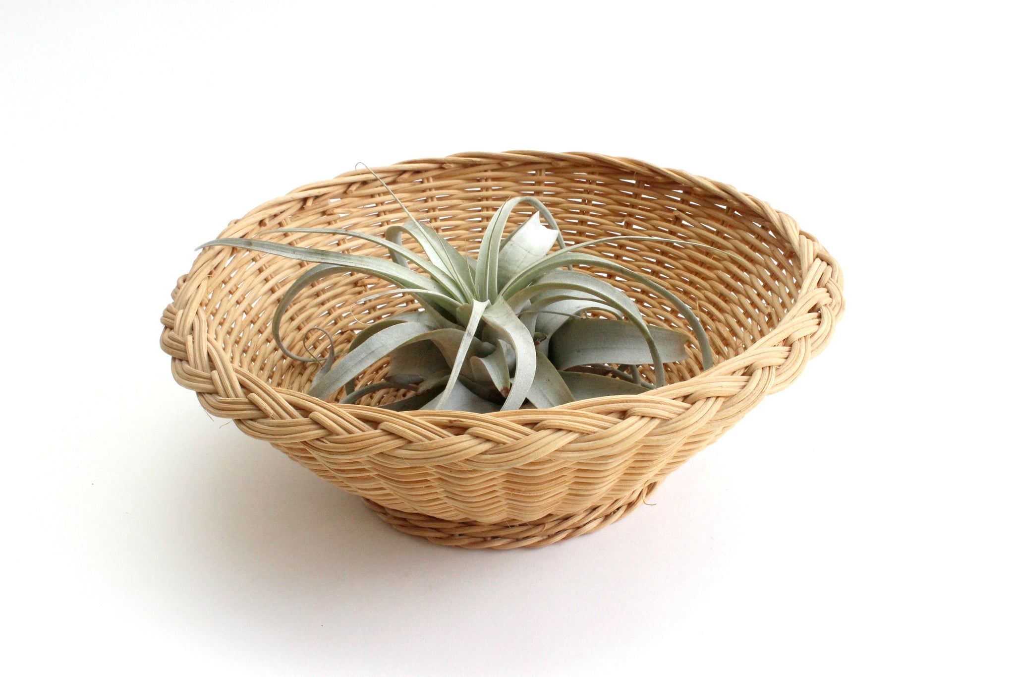 Vintage Wicker Basket Bowl, Natural Woven Fruit Bowl