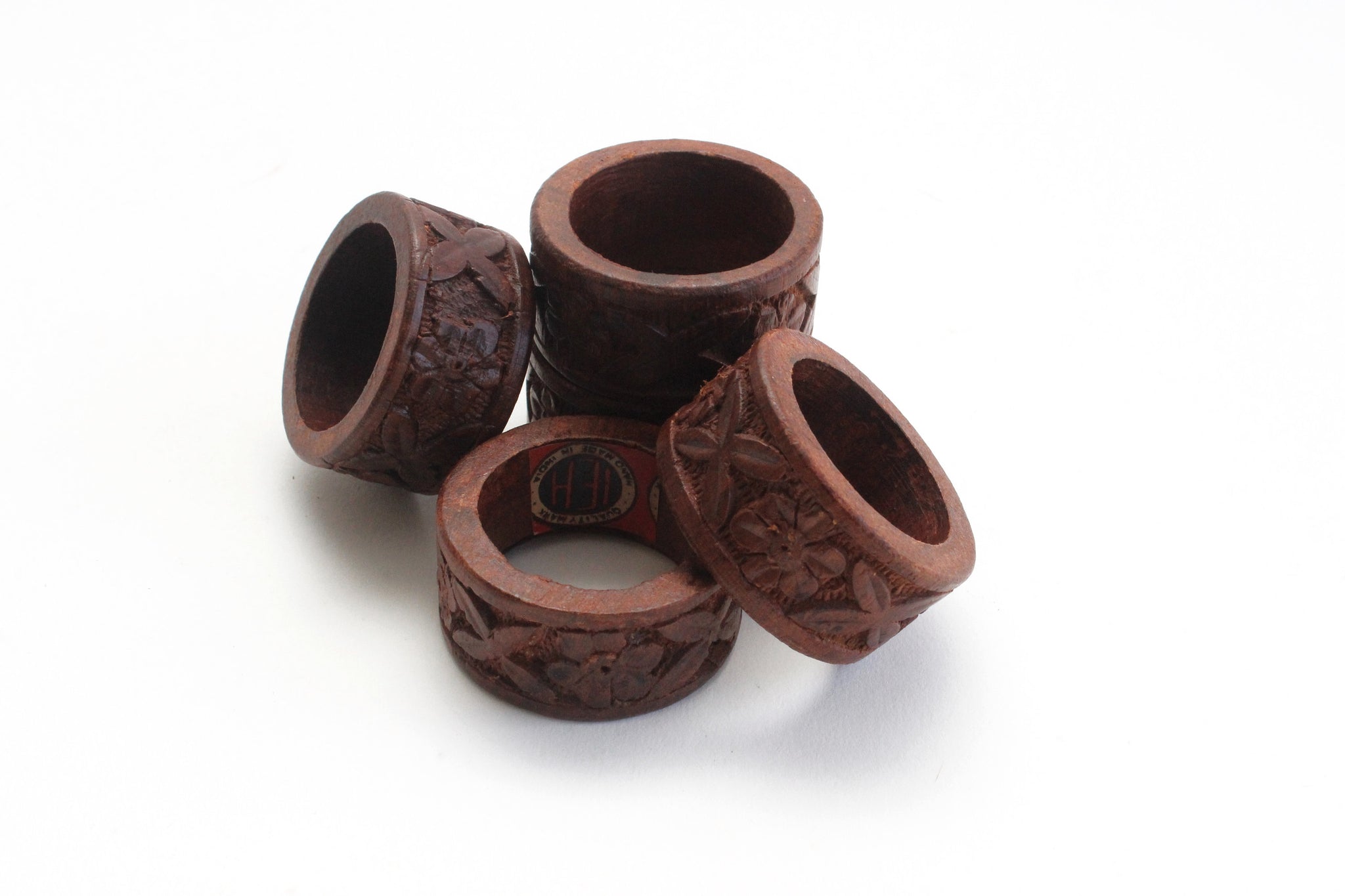 Carved Wood Napkin Rings, Boho Style Dining