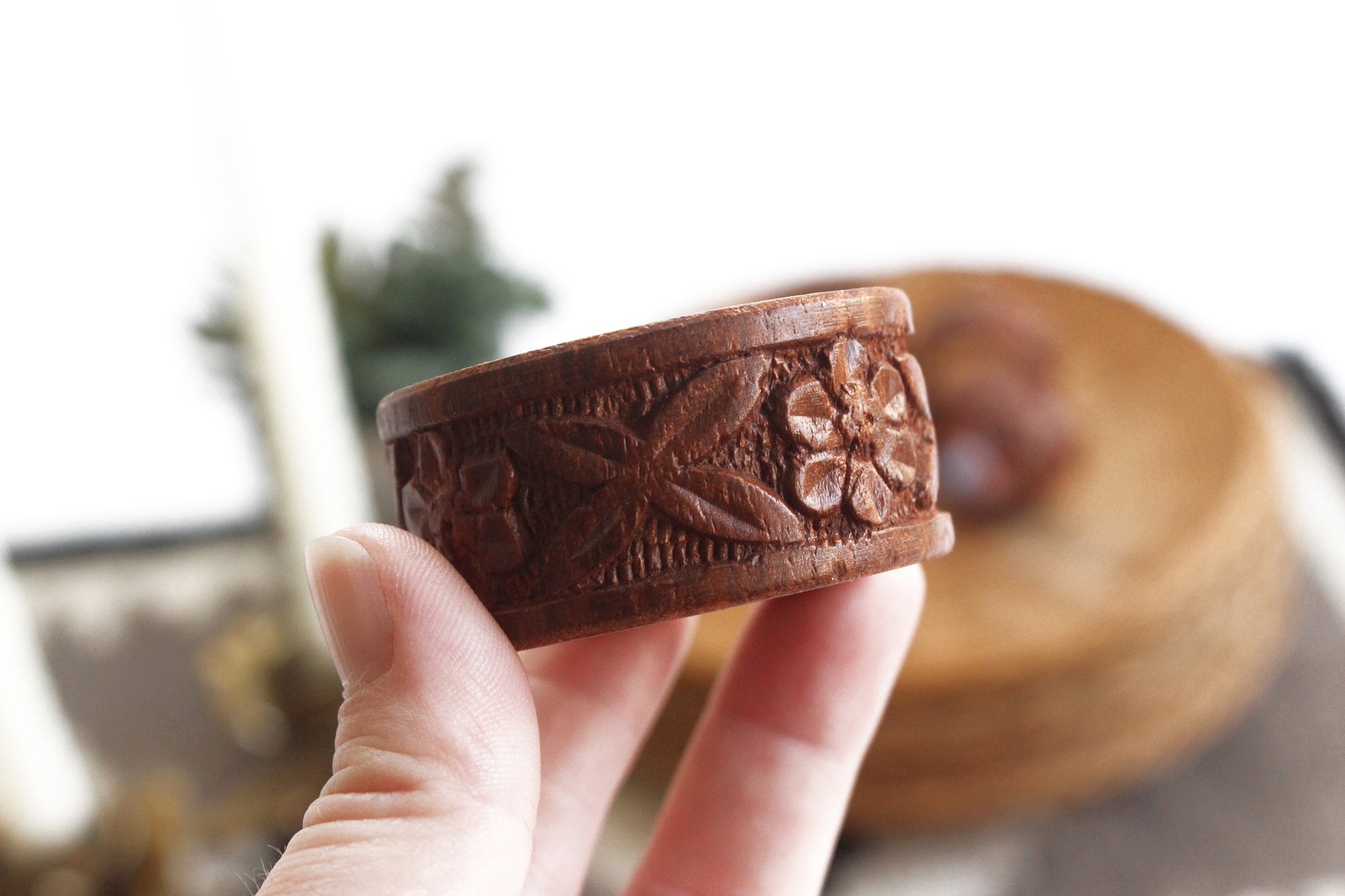 Carved Wood Napkin Rings, Boho Style Dining