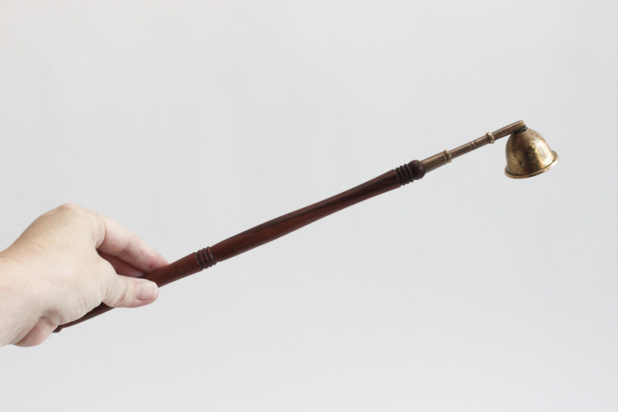 Vintage Candle Snuffer, Wood and Brass Candle Snuffer