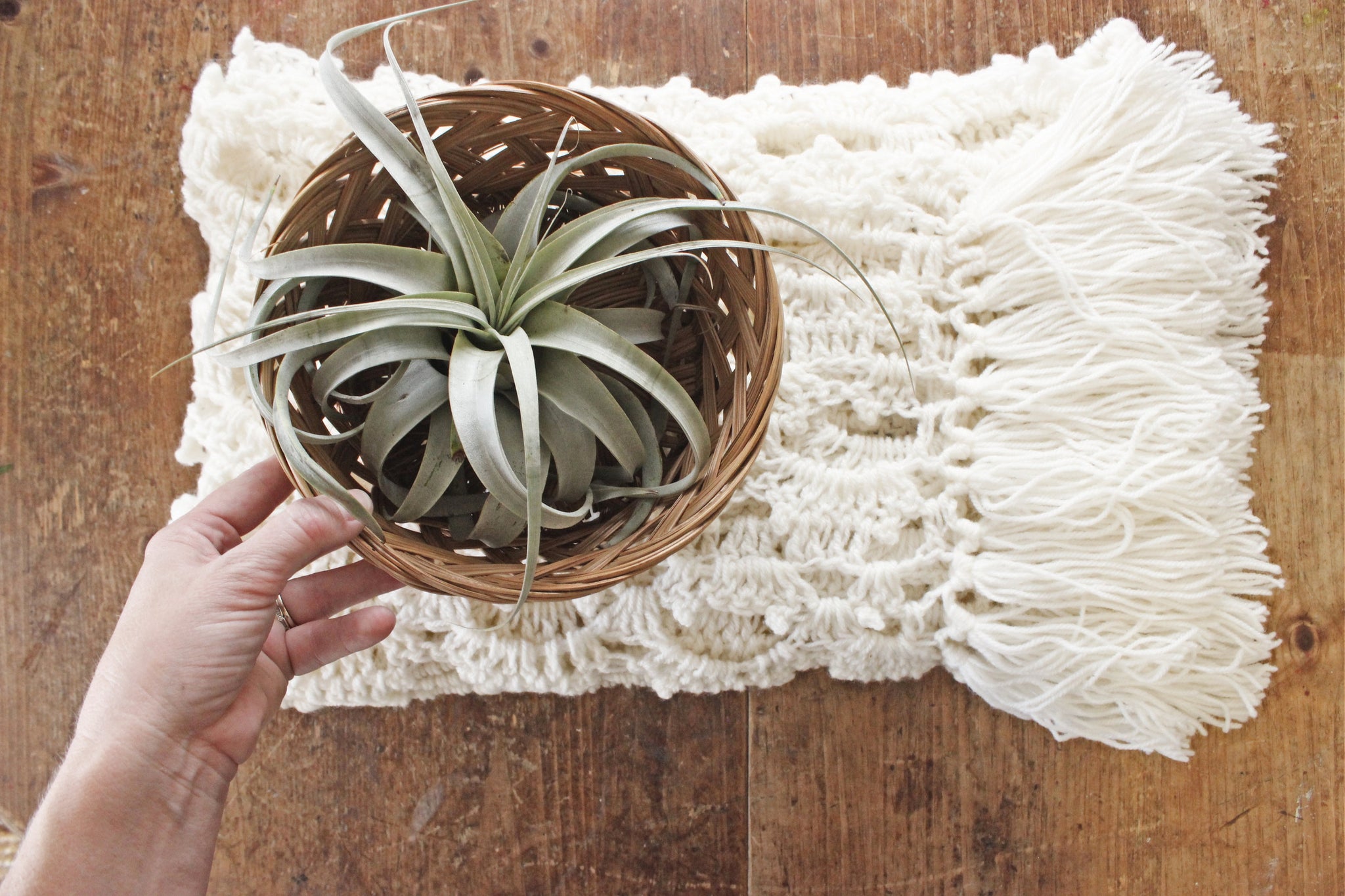 Vintage White Crochet Scarf, Knit Shoulder Wrap, Table Runner