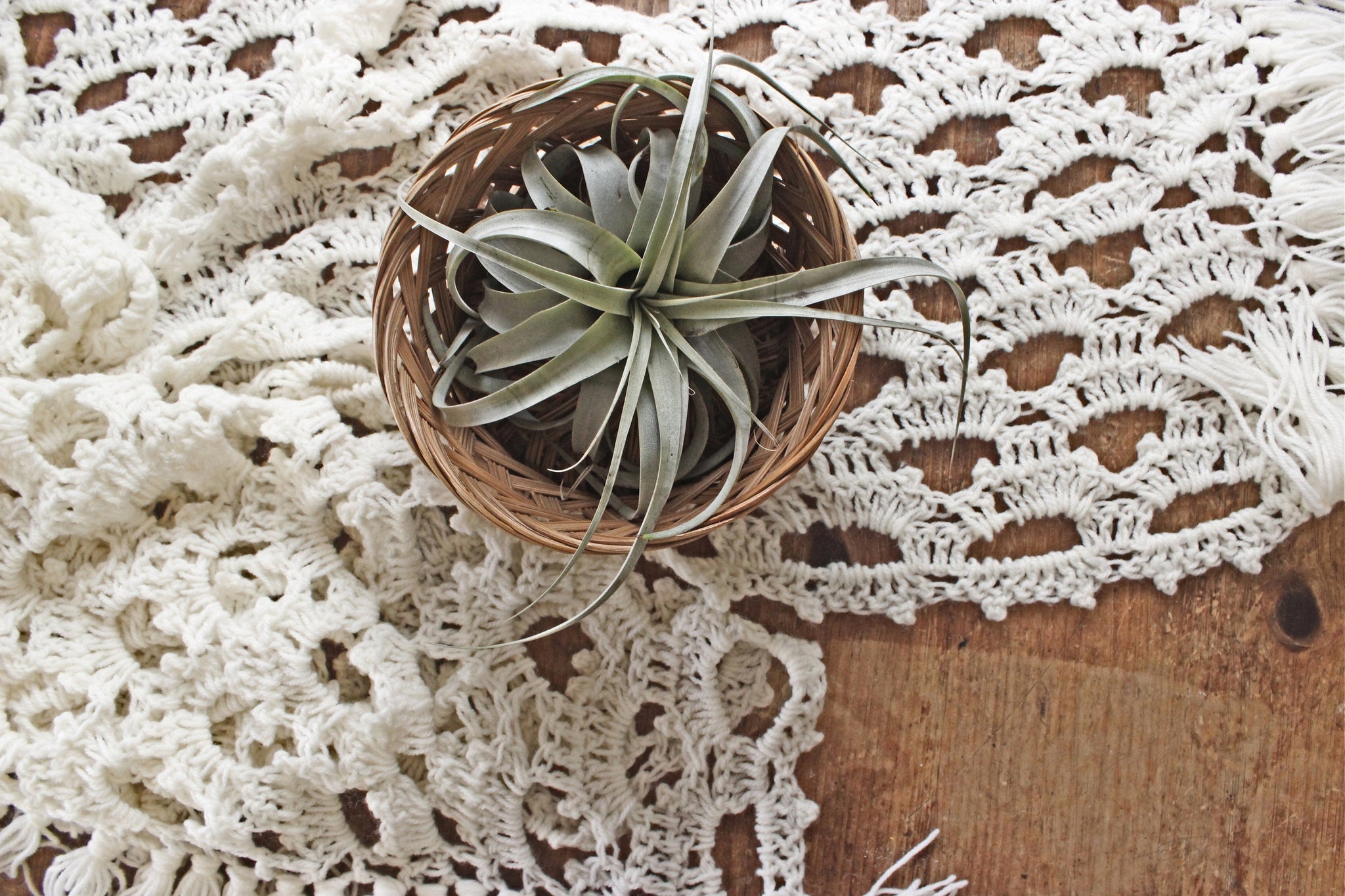 Vintage White Crochet Scarf, Knit Shoulder Wrap, Table Runner