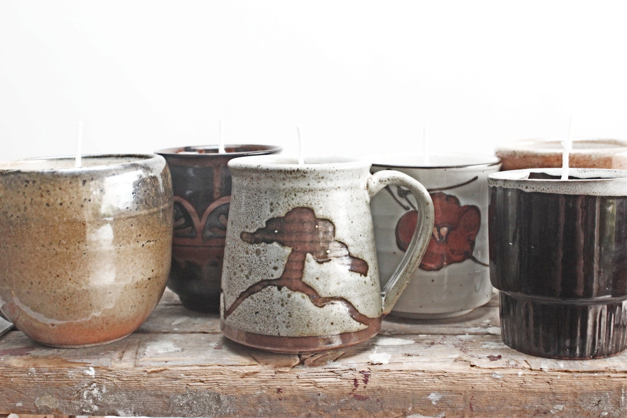 Stoneware Mug Candles, Hand Poured Soy Wax, Eco-Friendly Lavender & Rosemary Scented Candle