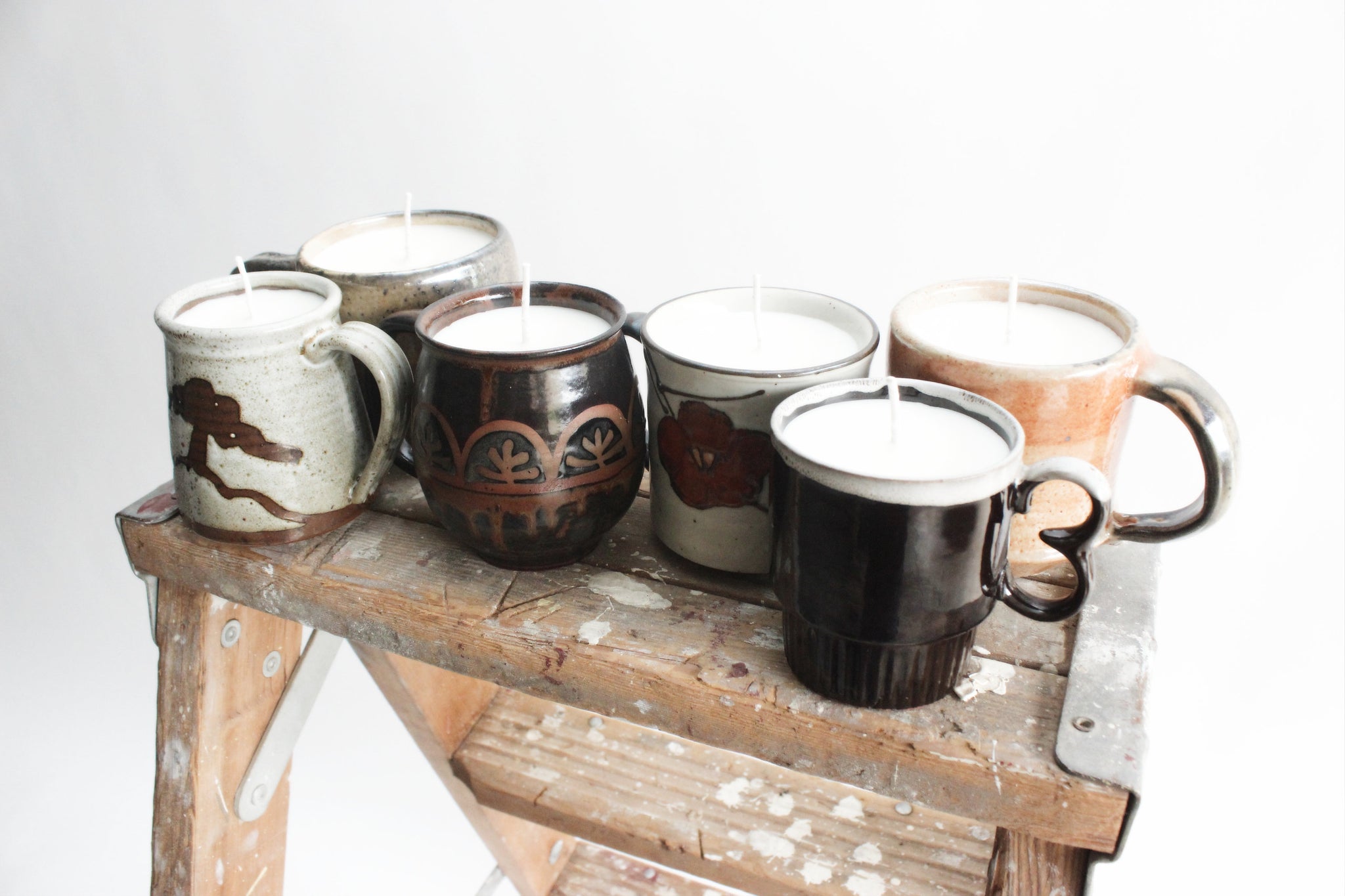 Stoneware Mug Candles, Hand Poured Soy Wax, Eco-Friendly Lavender & Rosemary Scented Candle