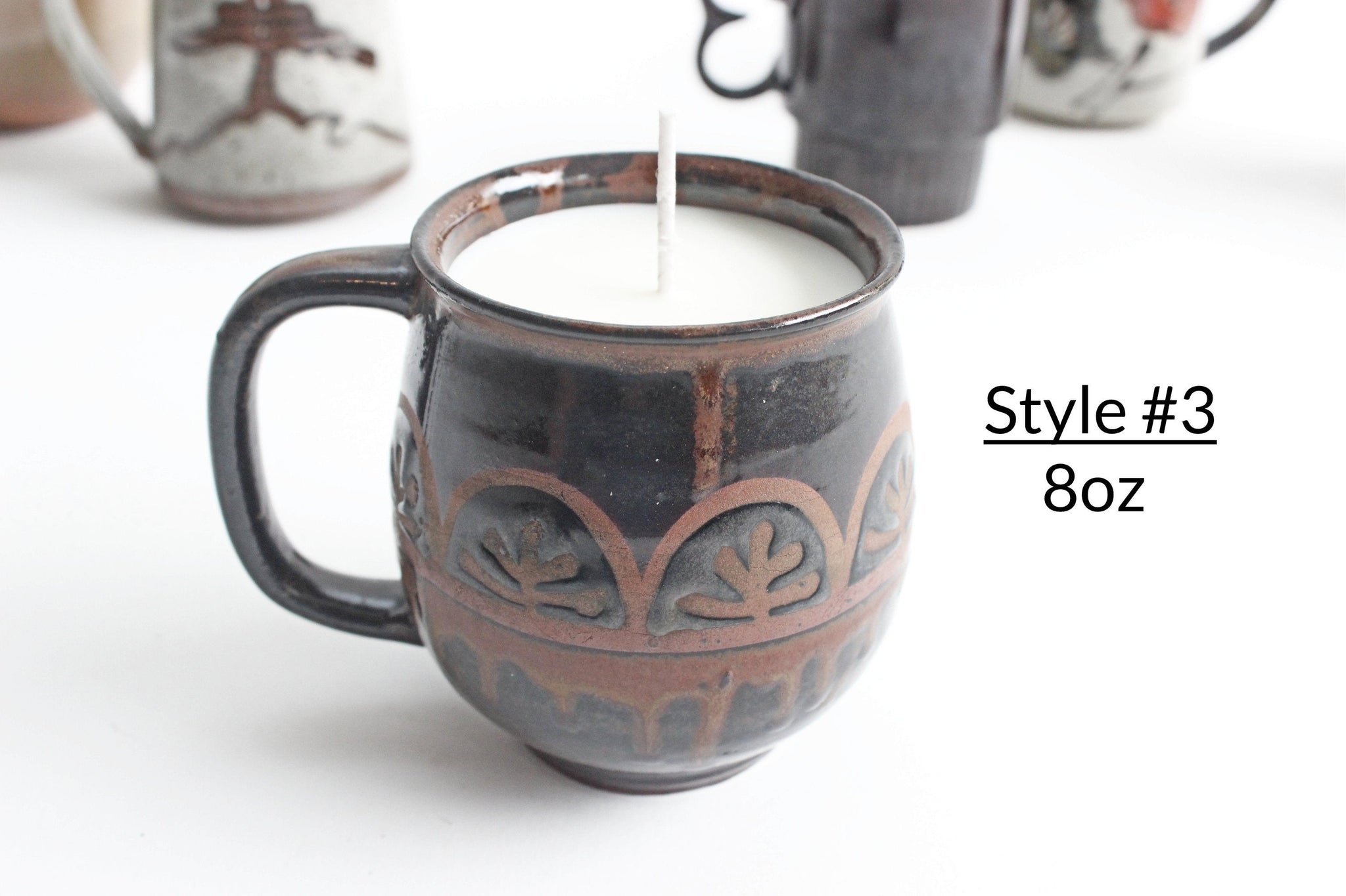 Stoneware Mug Candles, Hand Poured Soy Wax, Eco-Friendly Lavender & Rosemary Scented Candle