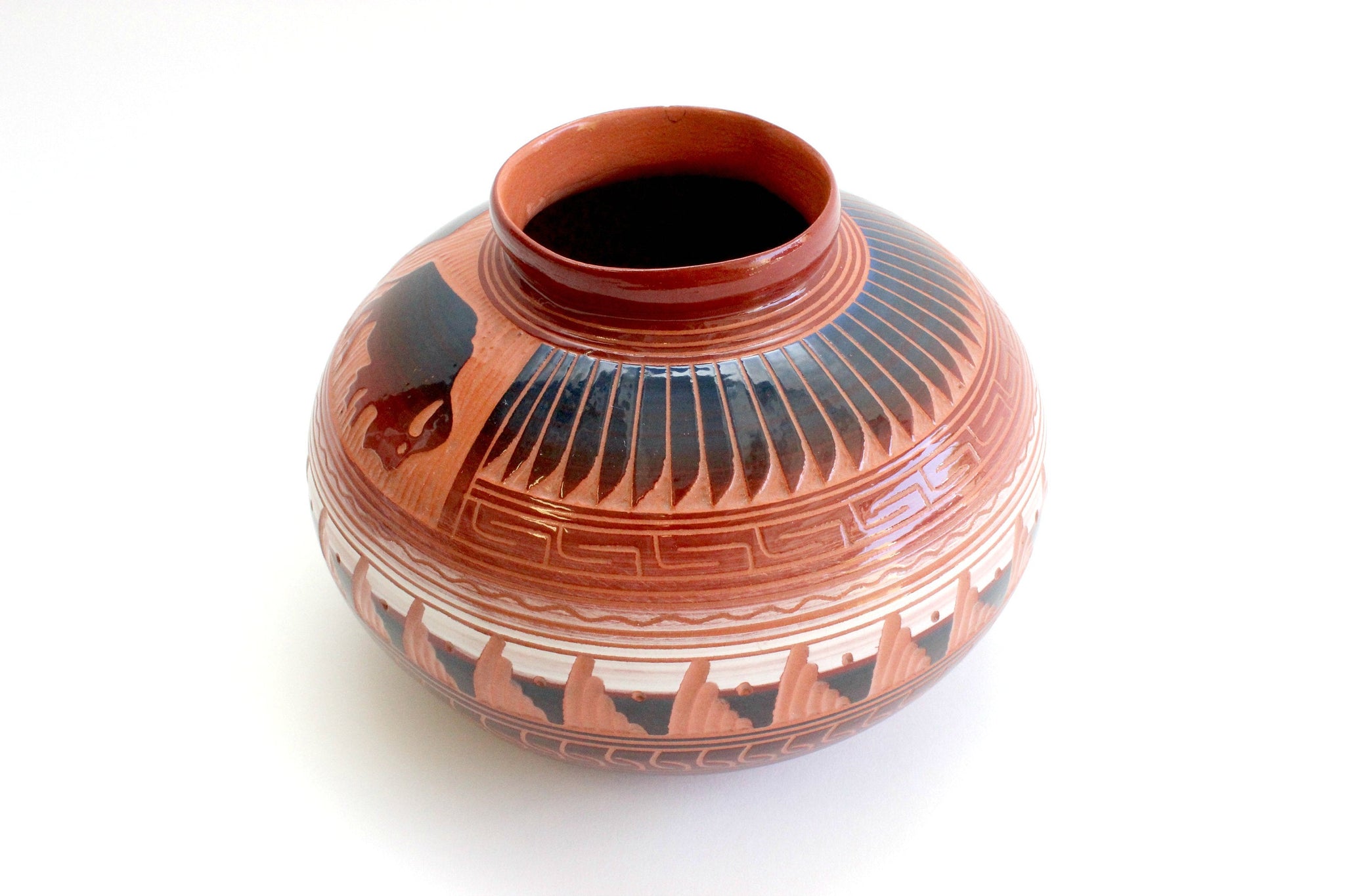 Native American Pottery, Signed Navajo Red Clay Pot