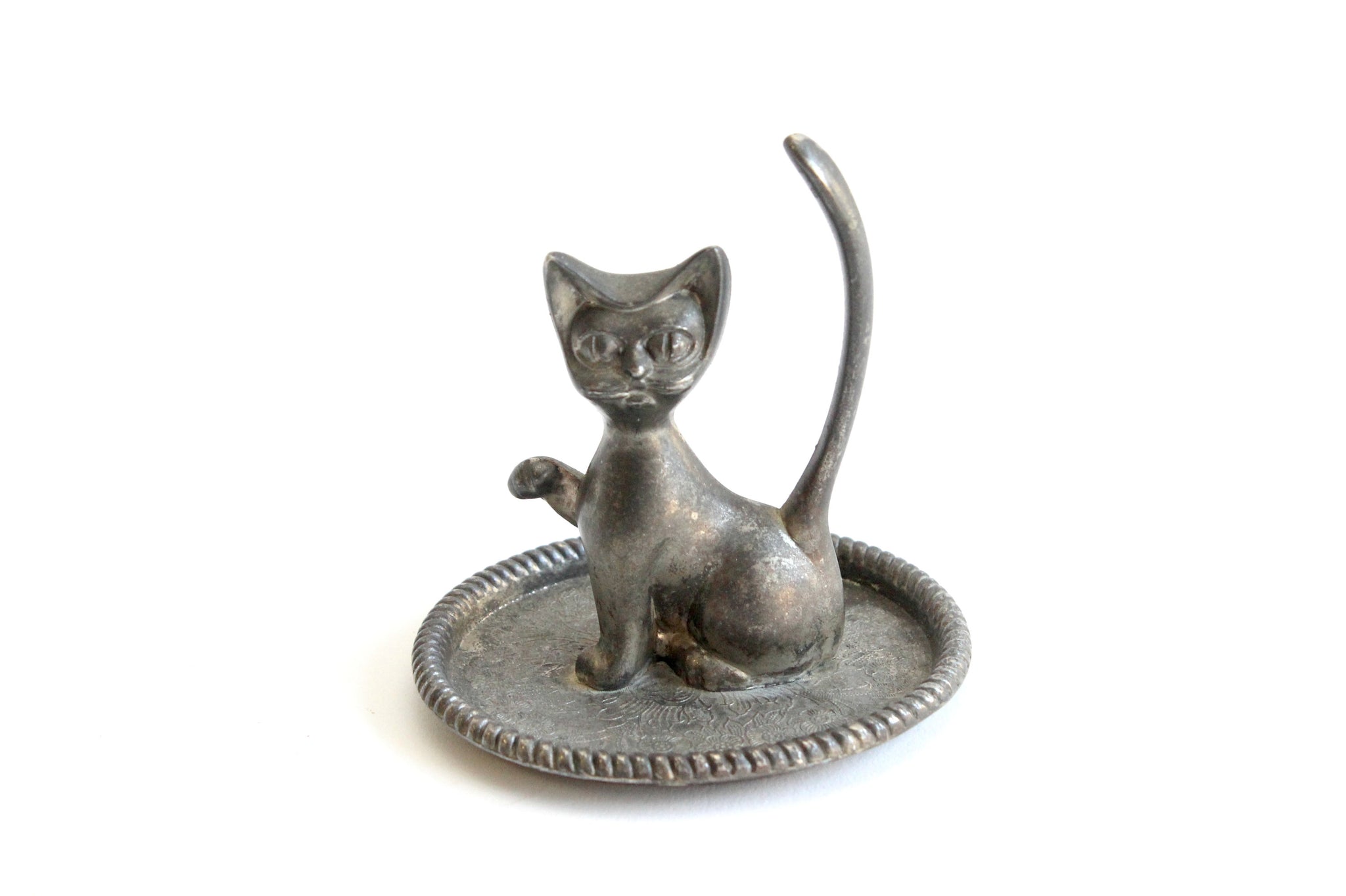 Silver Plated Kitty Cat Ring Holder, Cat Lover's Gift, Engagement Gift