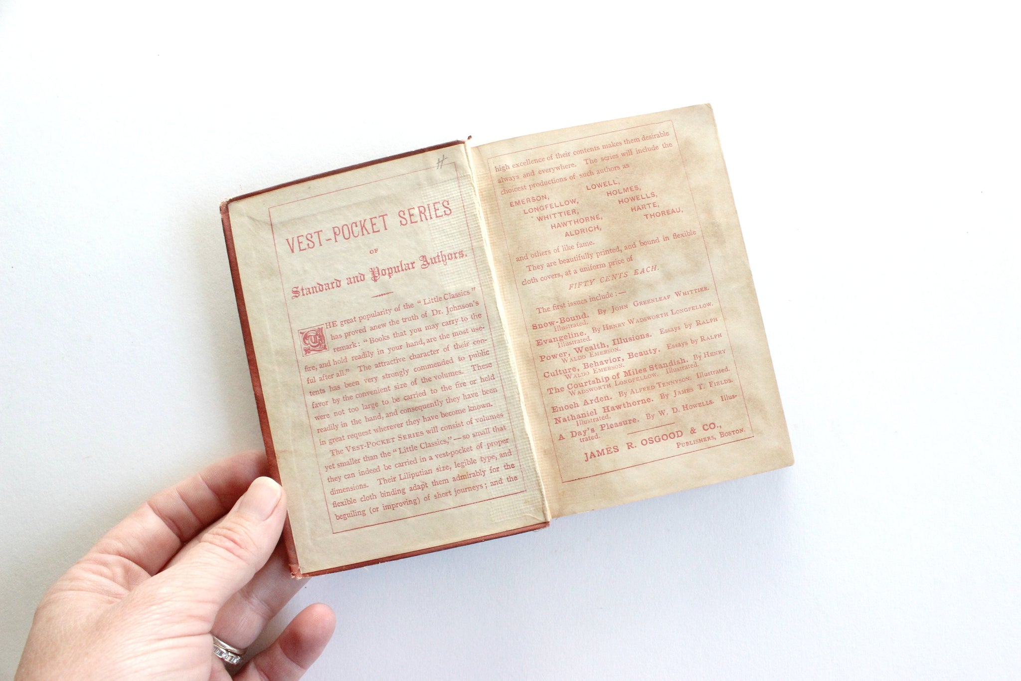 Antique Book 1876 edition, Vest Pocket Series of Standard and Popular Authors,  Book Collectors Gift