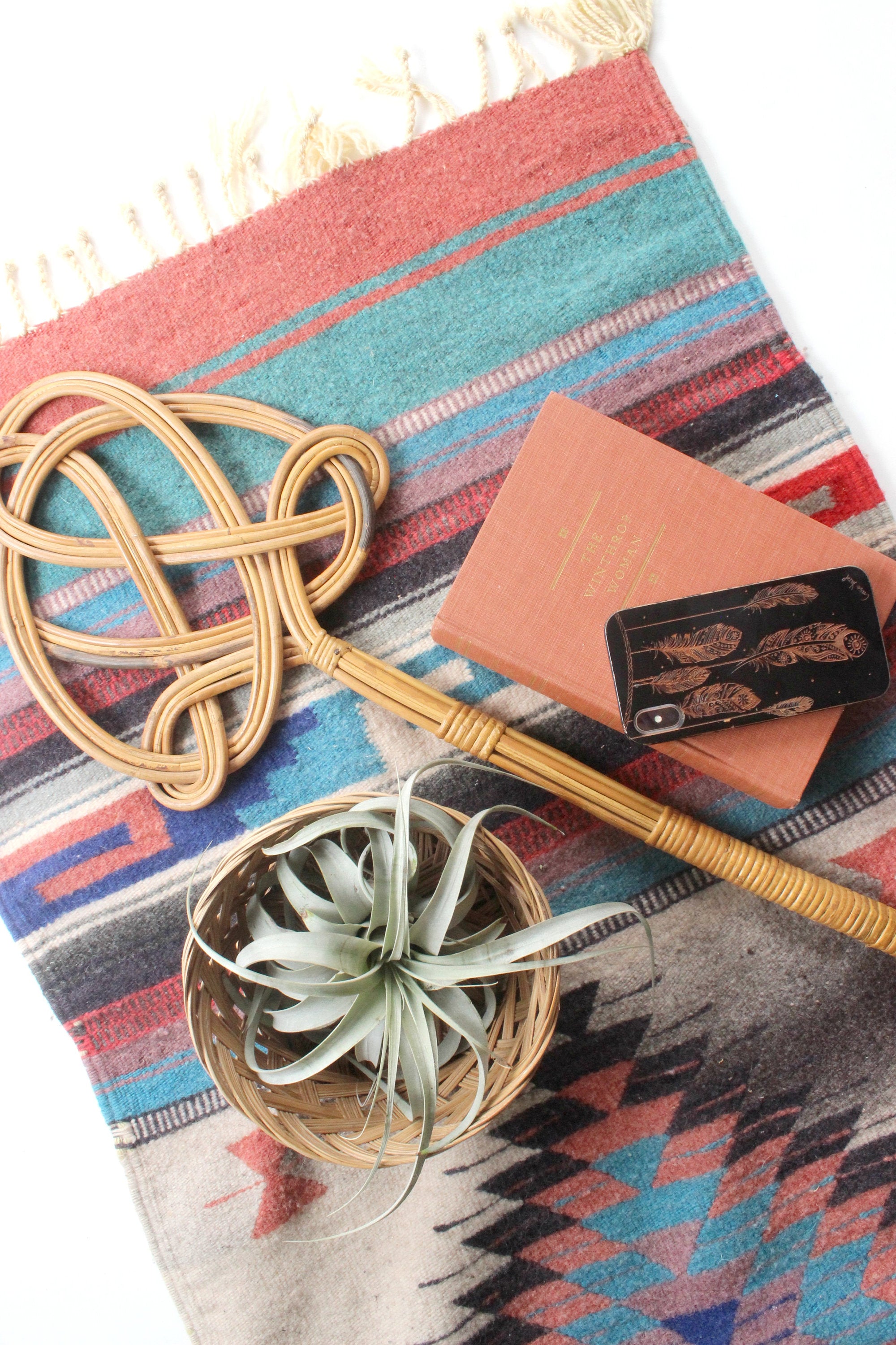 Mexican Area Rug, Small Hand Woven Rug, Bohemian Home Decor
