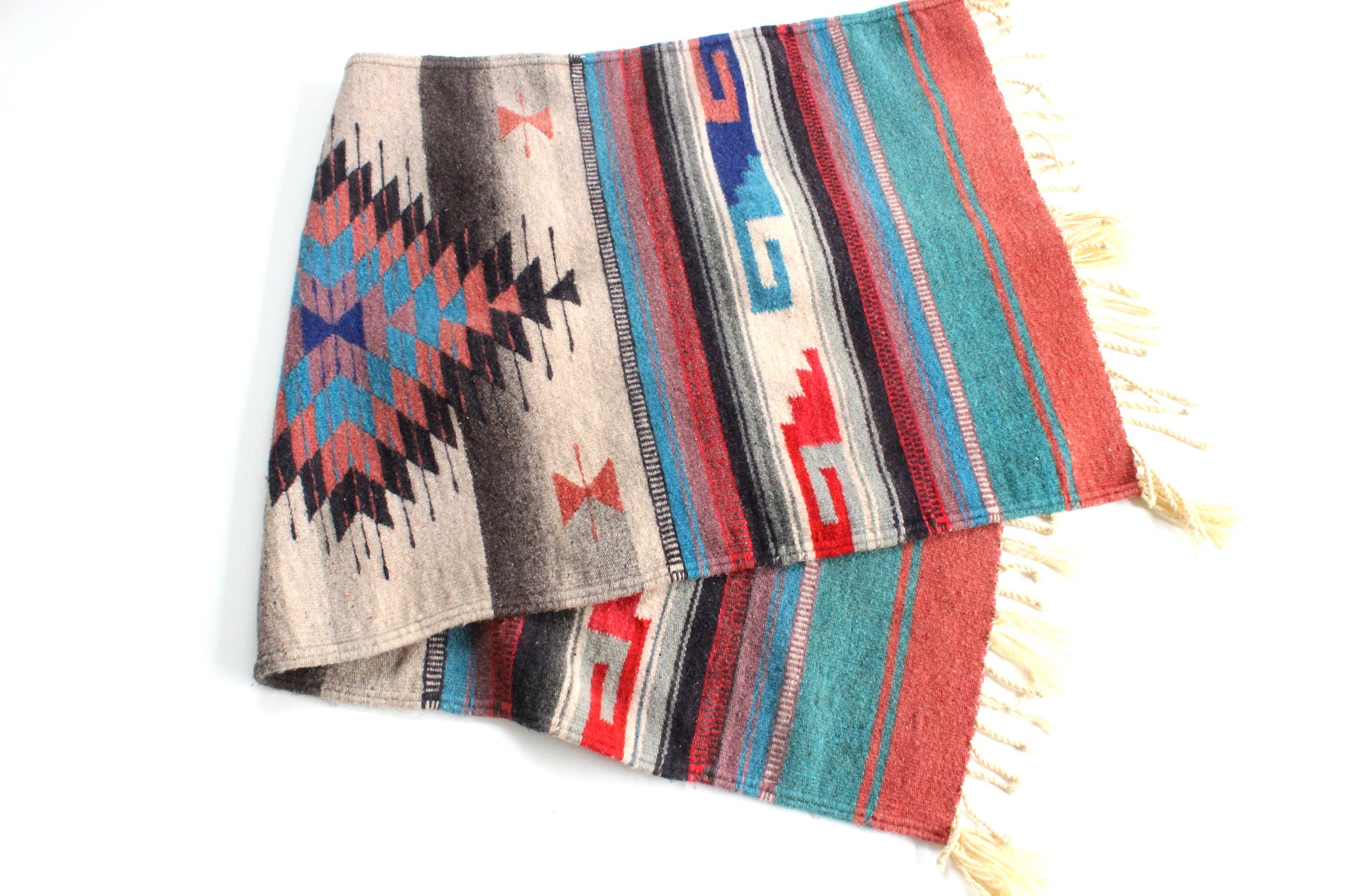Mexican Area Rug, Small Hand Woven Rug, Bohemian Home Decor