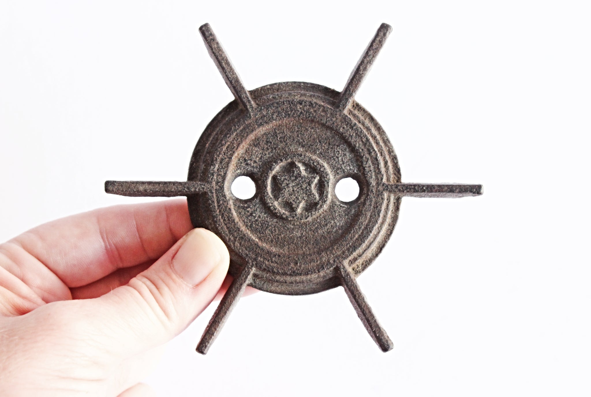 Vintage Cast Iron Ship Wheel Emblem, Nautical Style Hardware