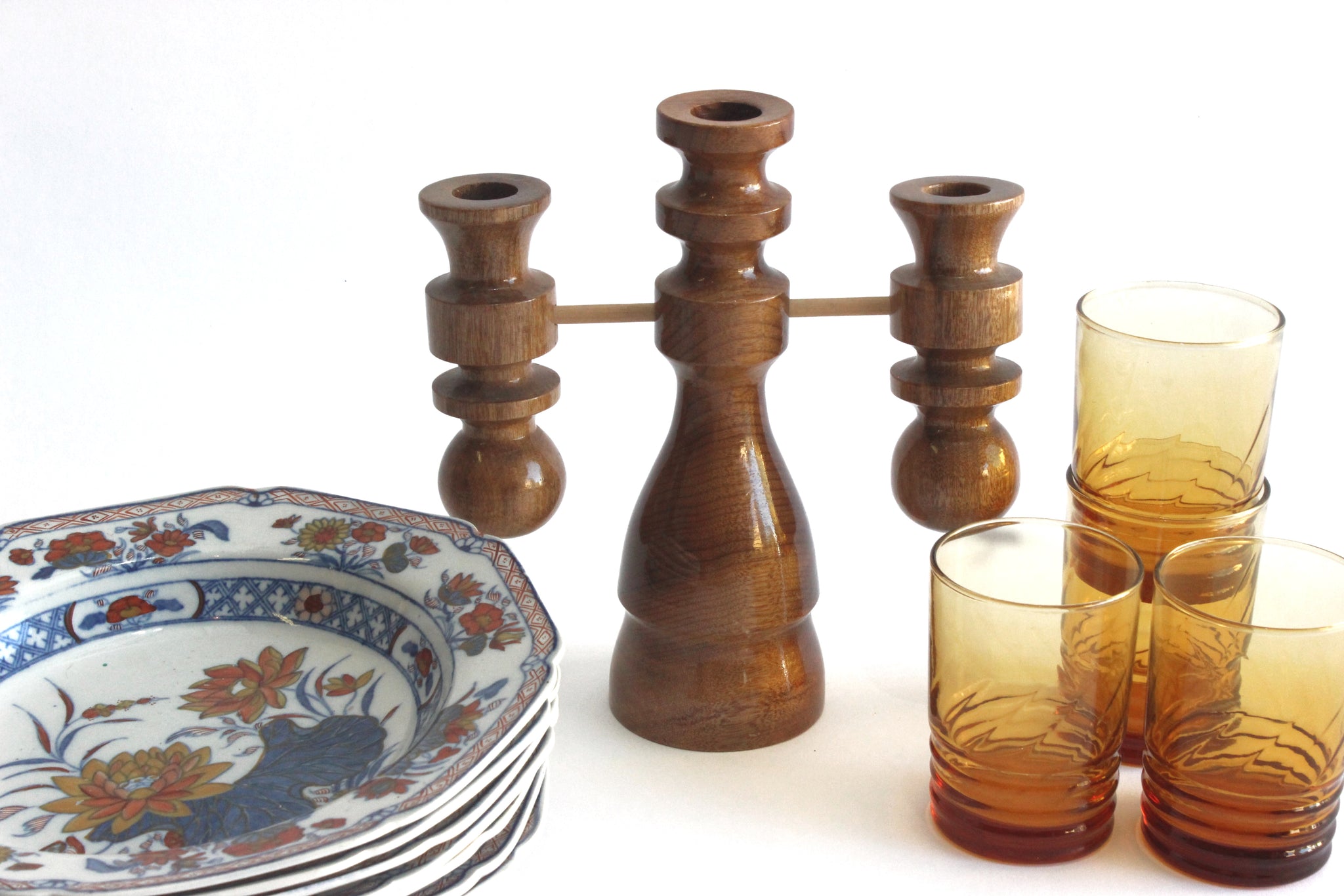 Wood Candlestick Holder, Mid Century Modern Home Decor