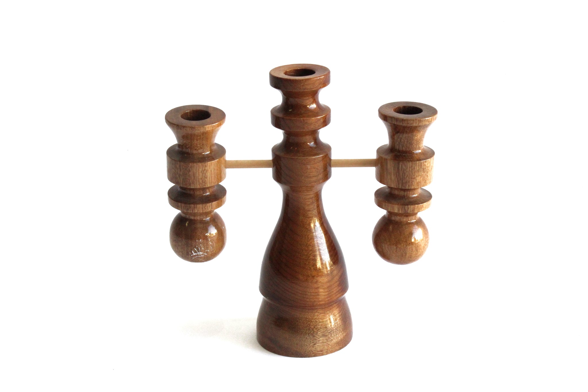 Wood Candlestick Holder, Mid Century Modern Home Decor