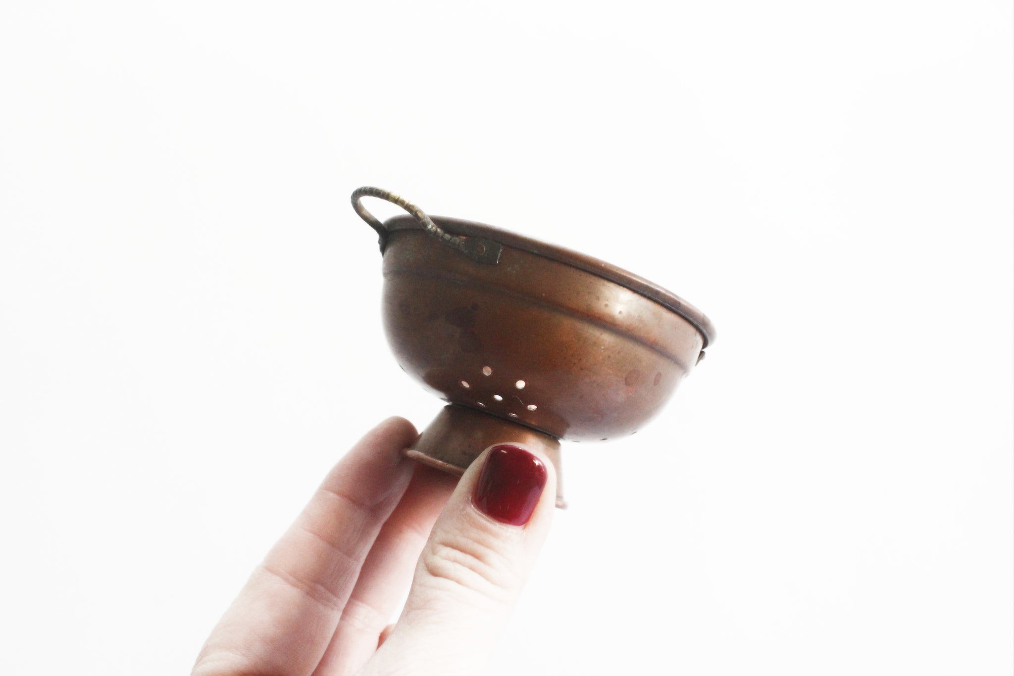 Miniature Copper Colander, Christmas Tree Ornament, Gift Topper