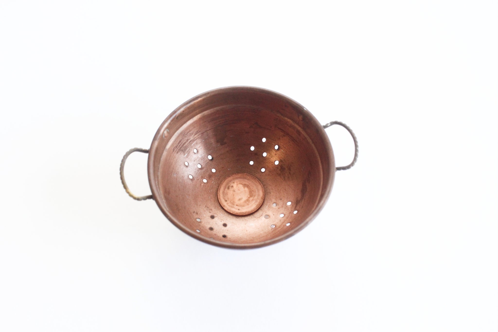 Miniature Copper Colander, Christmas Tree Ornament, Gift Topper