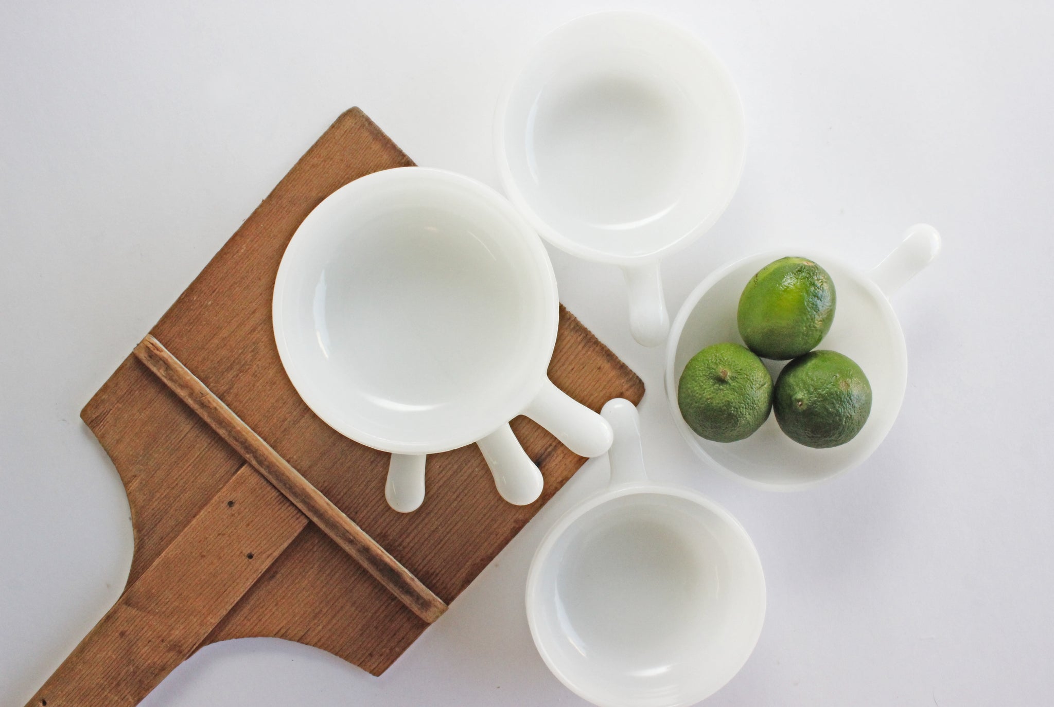 Vintage Glasbake Bran Serving Bowls, Milk Glass Bowls