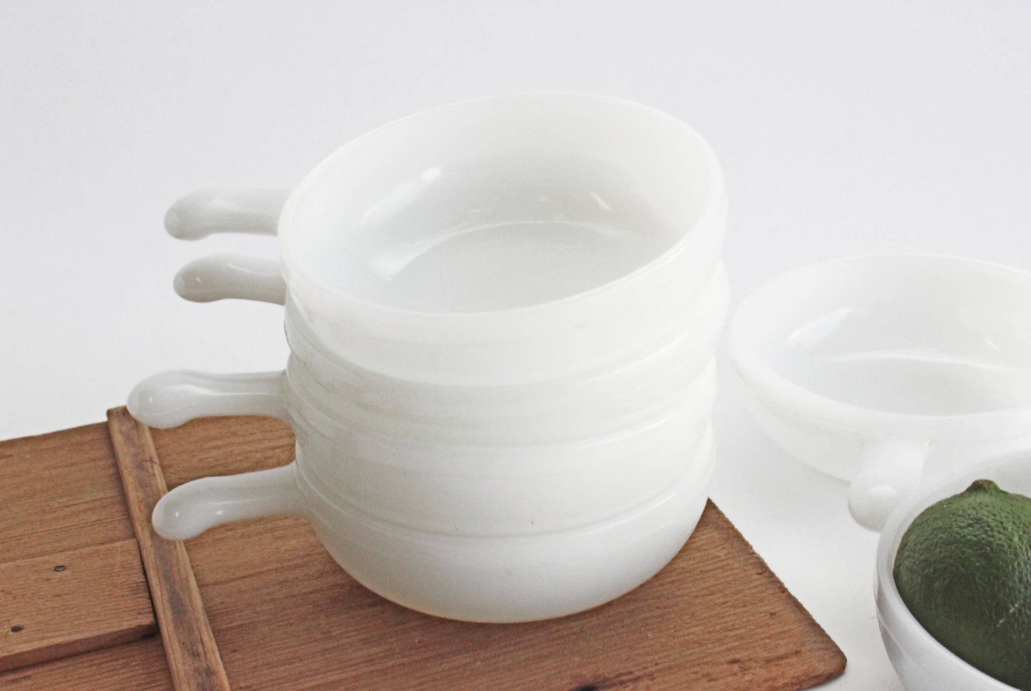 Vintage Glasbake Bran Serving Bowls, Milk Glass Bowls
