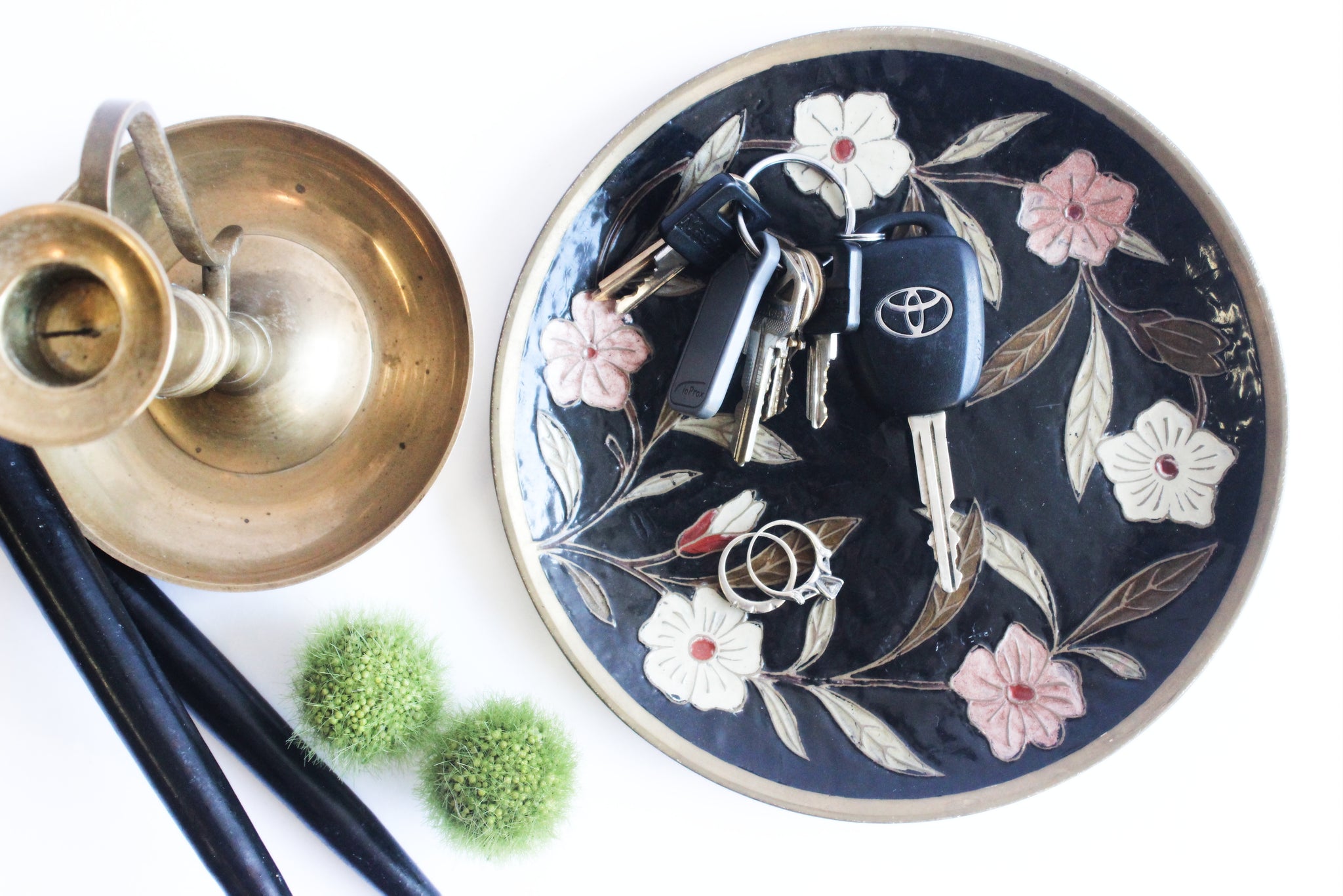 Decorative Brass Plate, Hand Painted Brass Plate Wall Decor