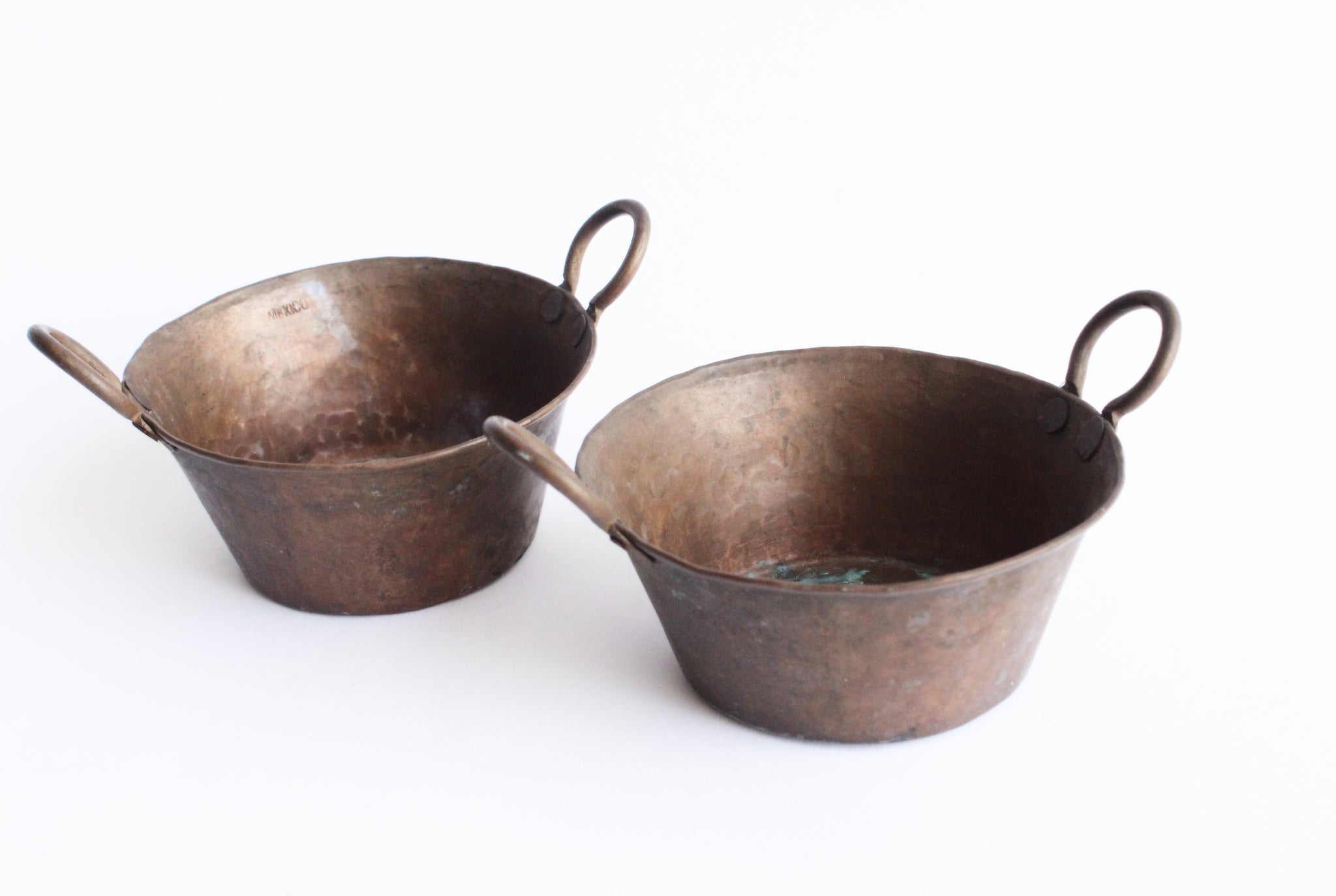 Vintage Hammered Copper Cups, Miniature Buckets, Small Rustic Containers