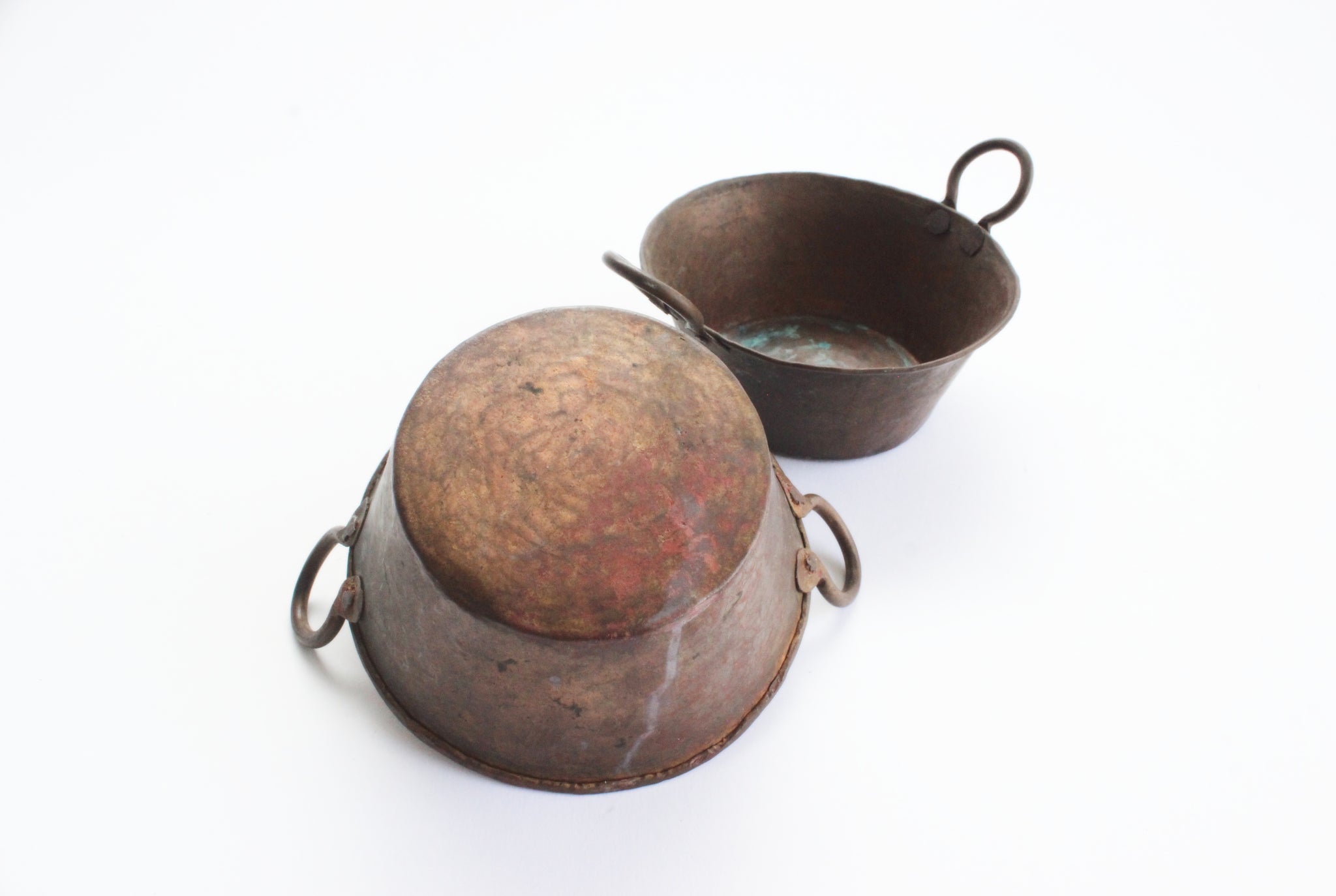Vintage Hammered Copper Cups, Miniature Buckets, Small Rustic Containers