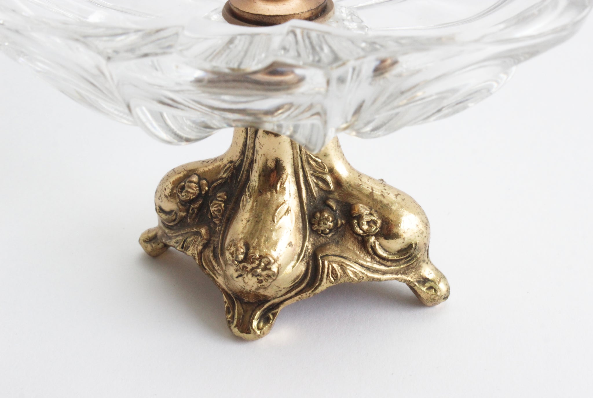 Vintage Glass Ashtray with Pedestal Base, Hollywood Regency Style Ashtray