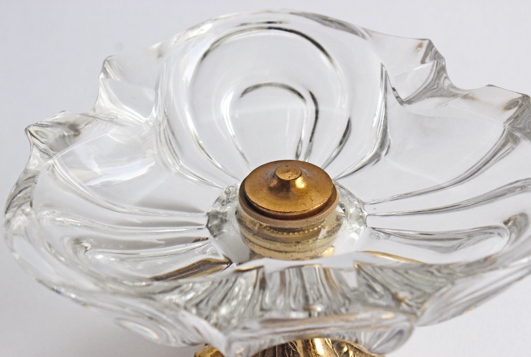 Vintage Glass Ashtray with Pedestal Base, Hollywood Regency Style Ashtray