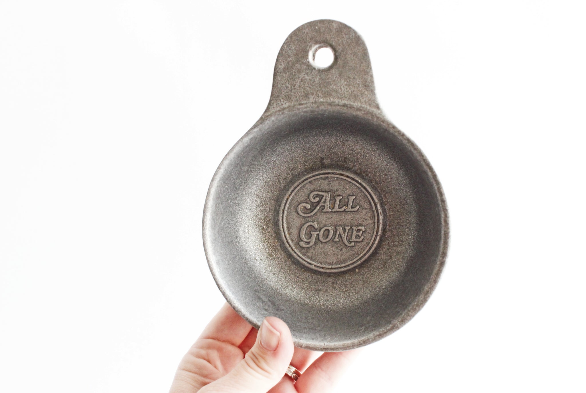 Vintage Pewter Bowl, Small Serving Bowl with "All Gone" Printed On The Bottom