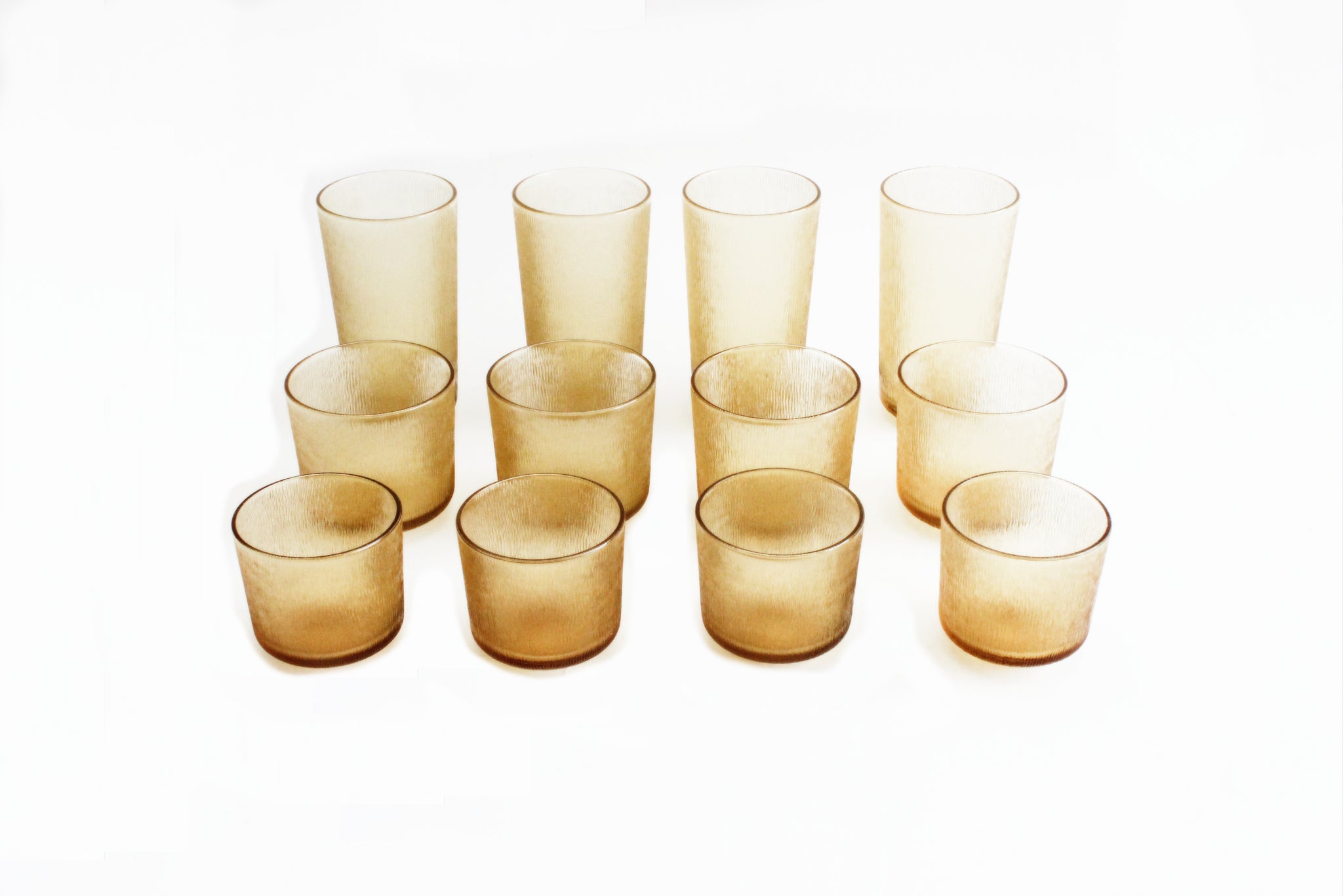 Yellow Drinking Glasses, Amber Glass Water Tumblers, Vintage Glassware