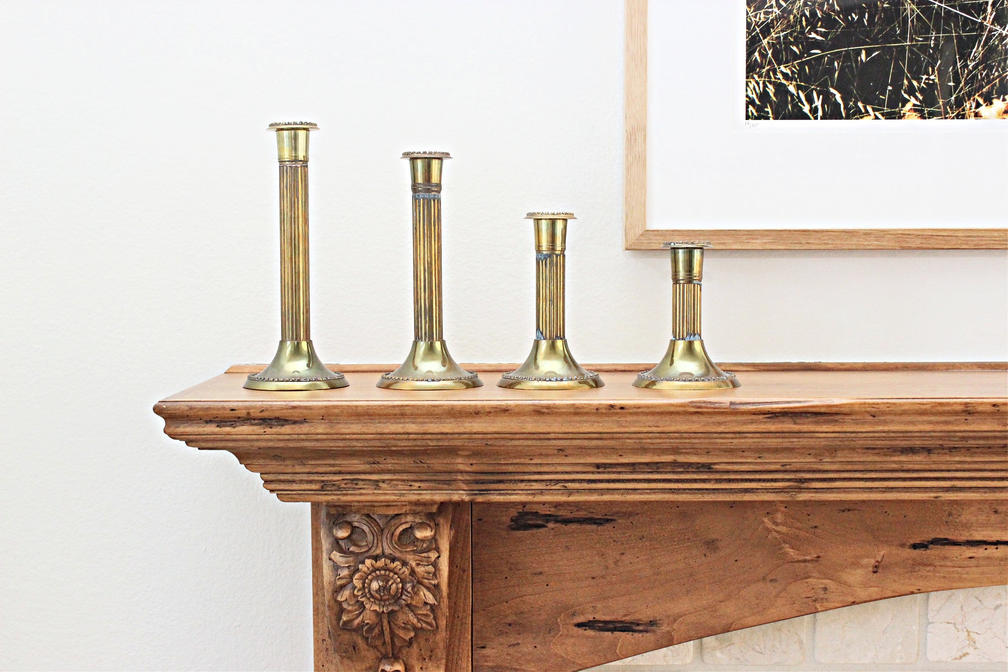 Vintage Brass Candlestick Holders, Set of 4 Taper Candle Holders