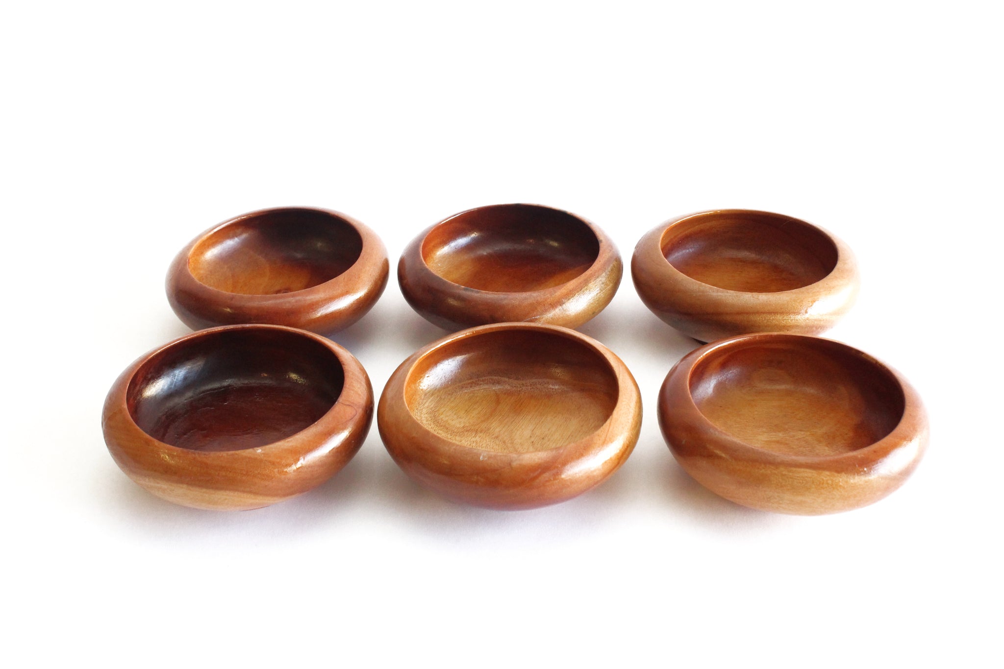 Mid Century Wood Serving Bowls, Set of 6 - 1960s  Monkey Pod Salad Bowls