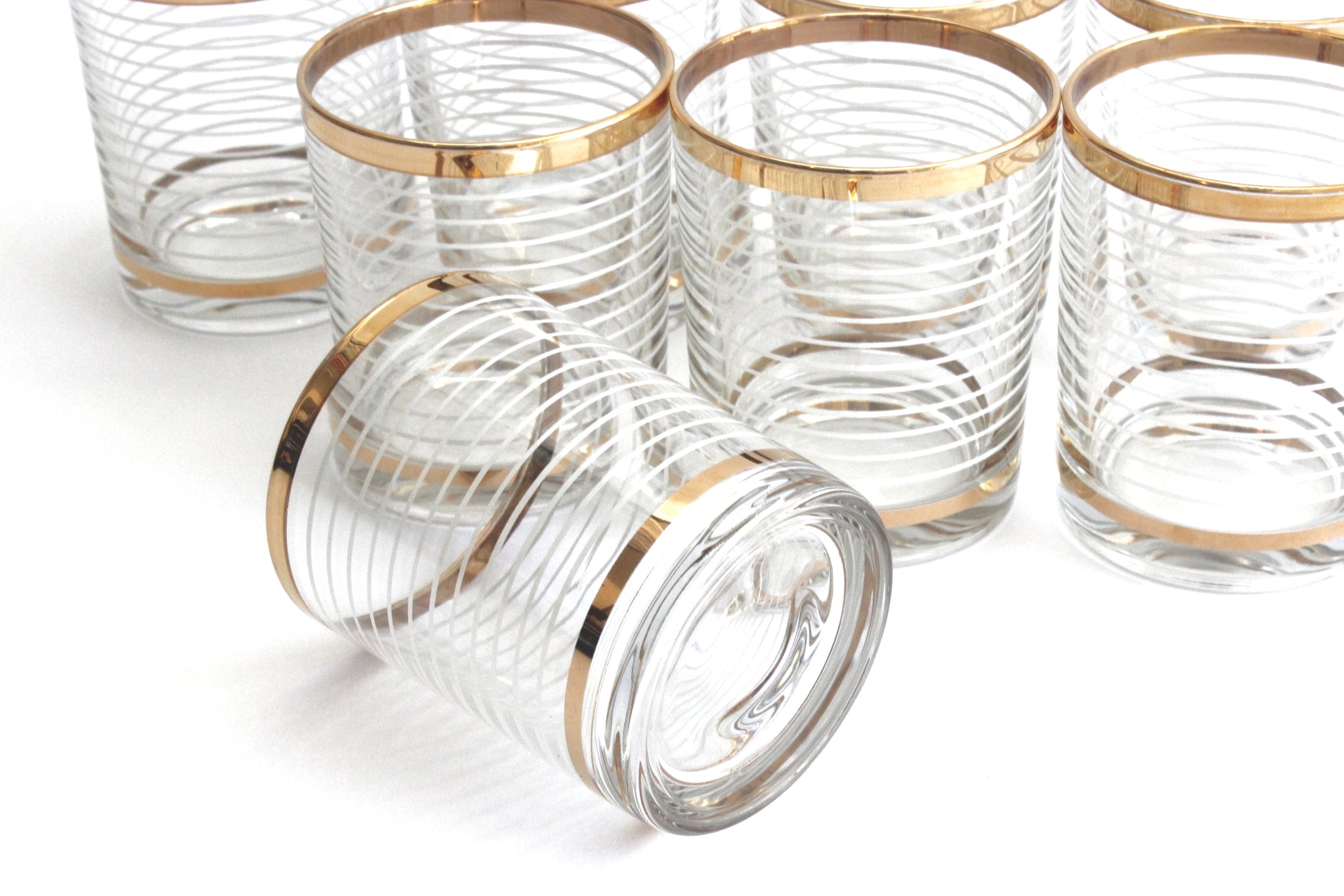 Vintage Low Ball Glass Tumblers, Set of 8 Water Glasses
