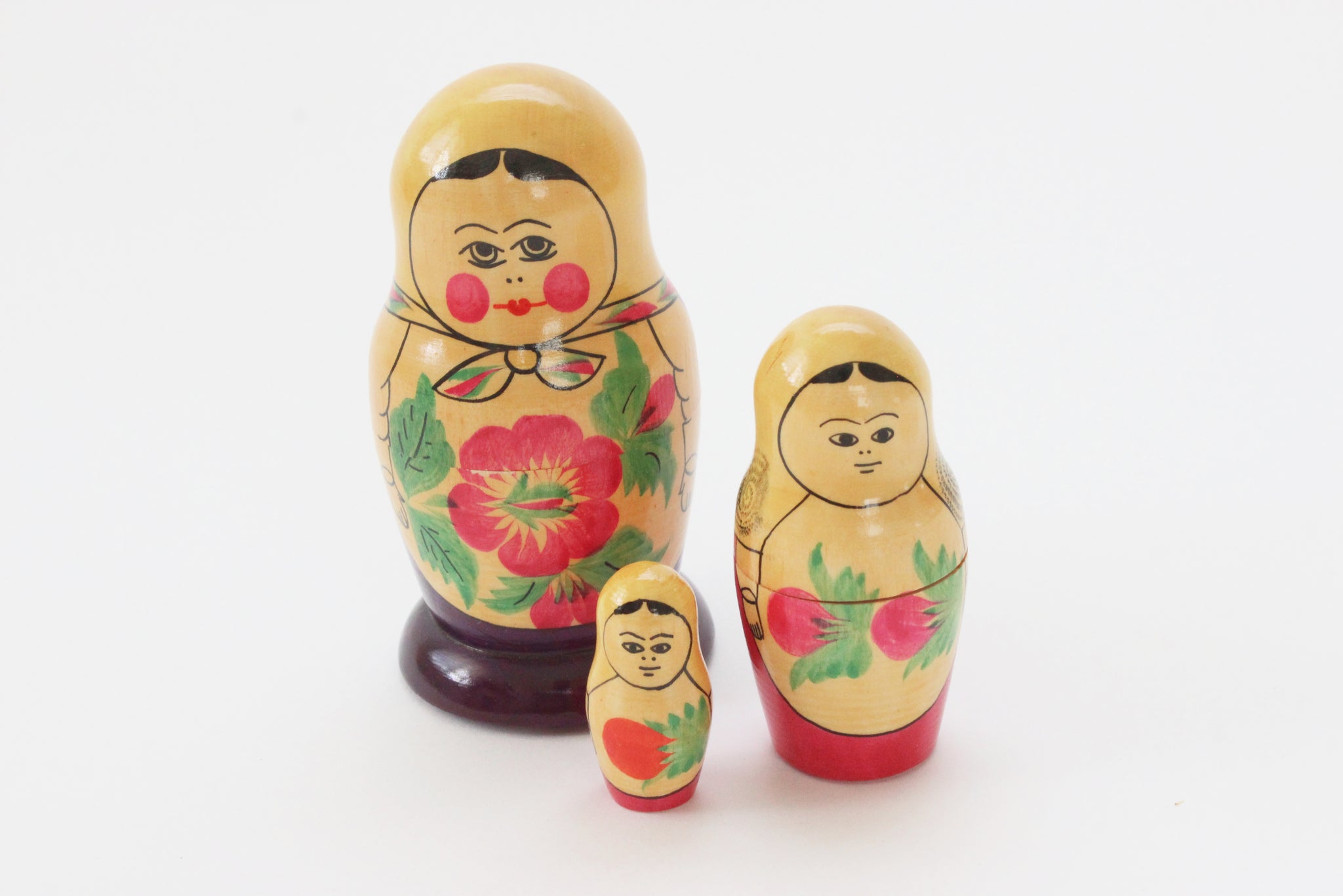 Vintage Russian Nesting Dolls, Wooden Stacking Dolls, Matryoshka Dolls