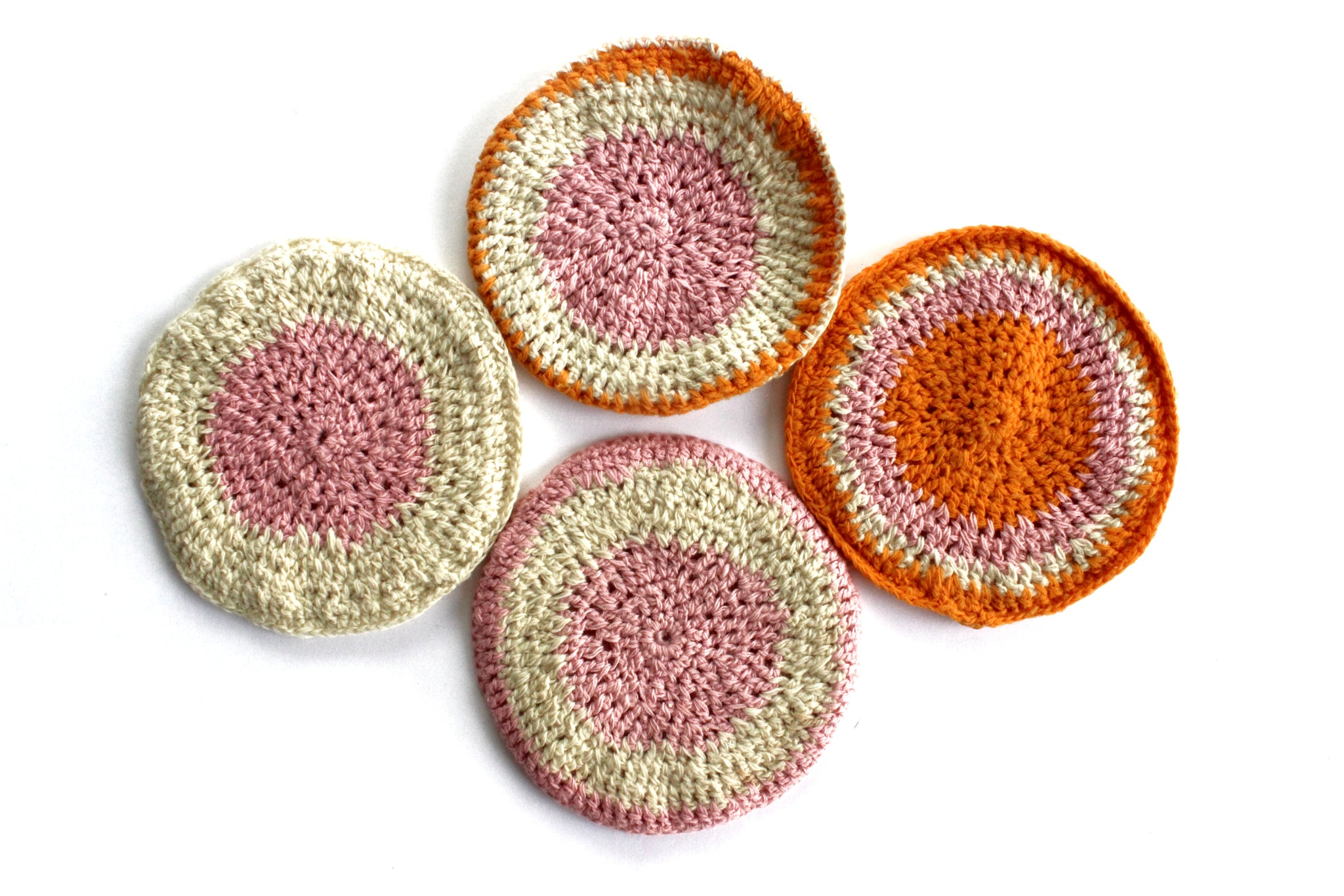 Set of 4 Vintage Trivets, Hand Knit Hot Pads