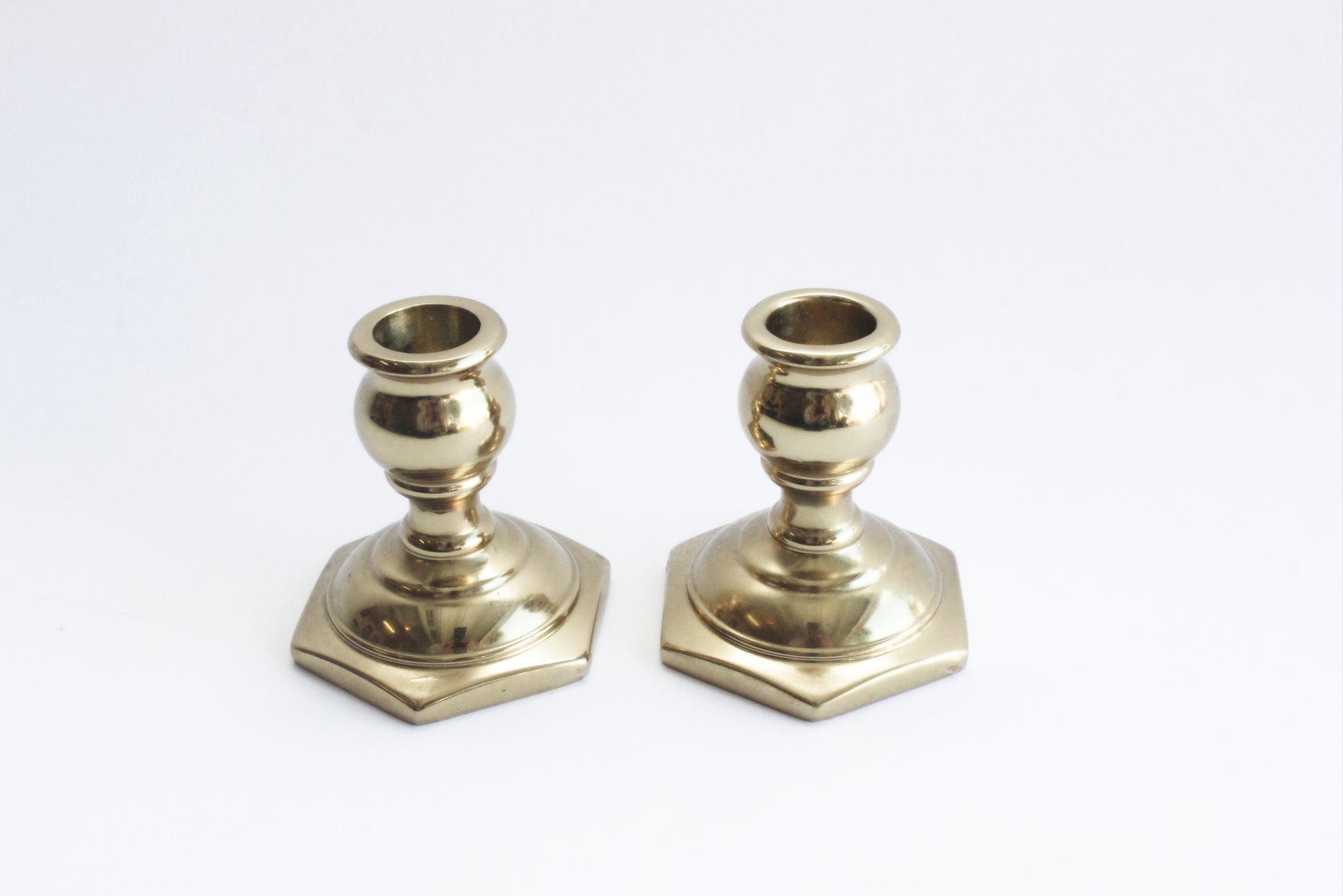 Pair of 2 Vintage Brass Candlestick Holders