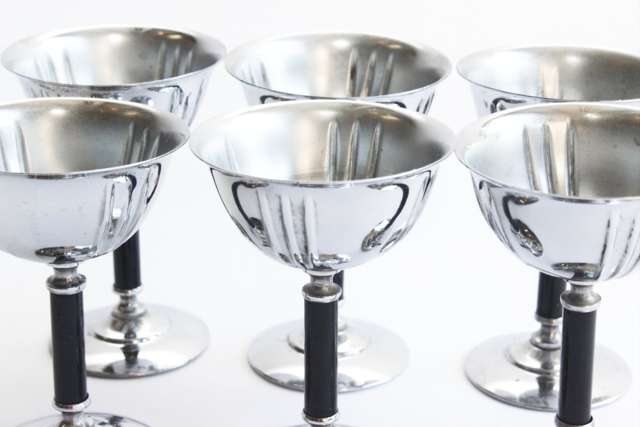 Silver Plated Stemmed Goblets, Mid Century Barware
