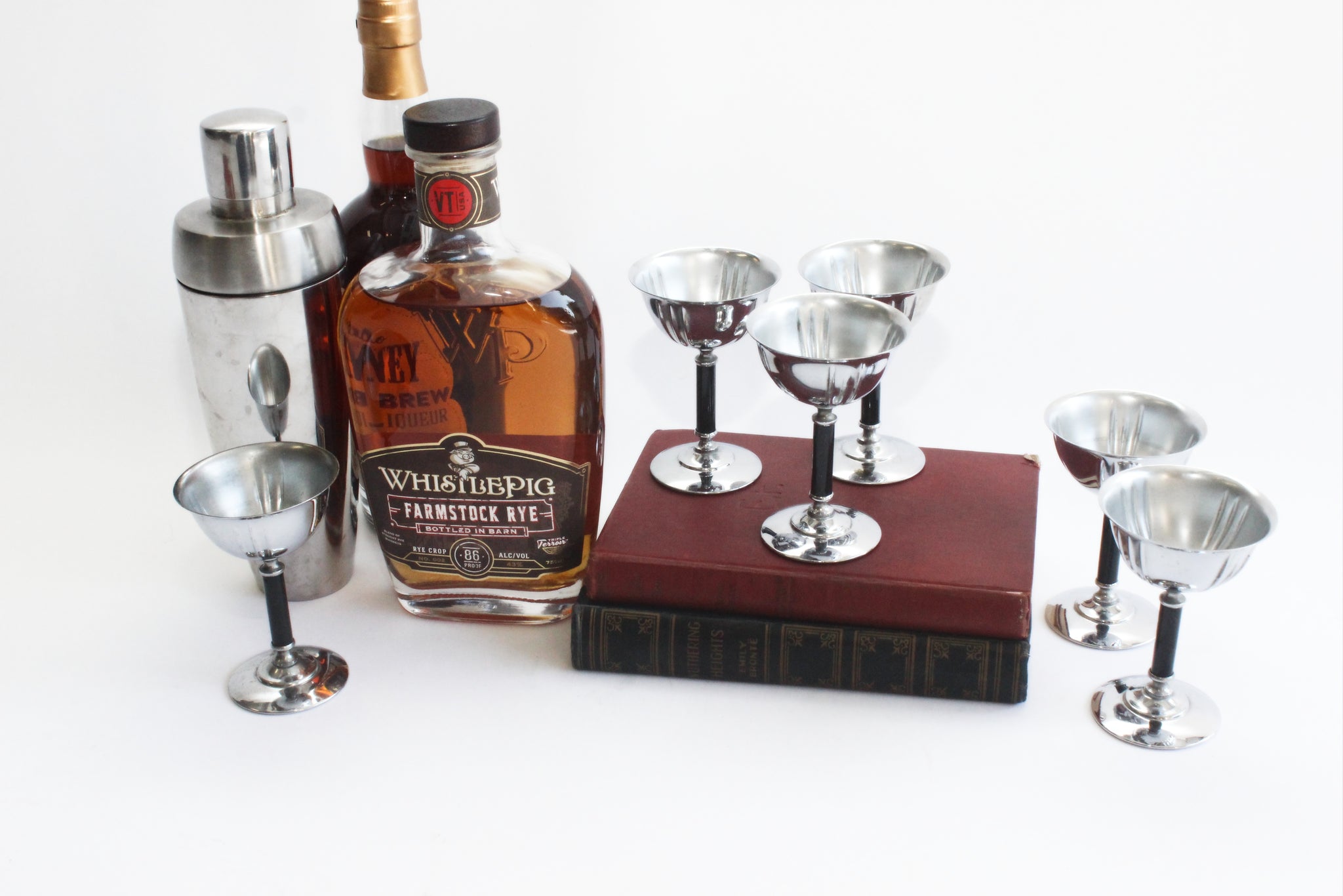 Silver Plated Stemmed Goblets, Mid Century Barware