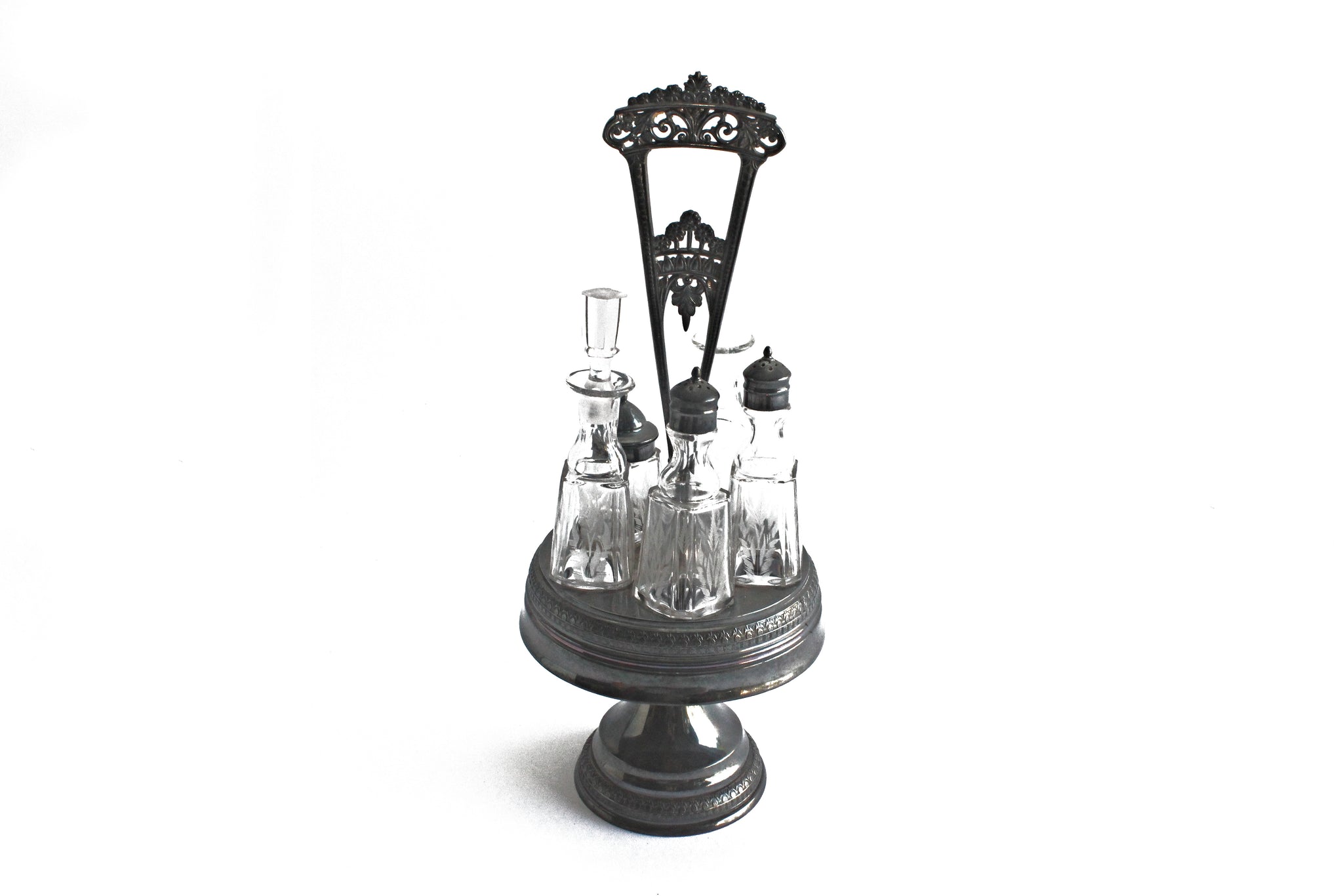 Vintage 1940's Condiment Caddy, Silver Plated Condiment Holder