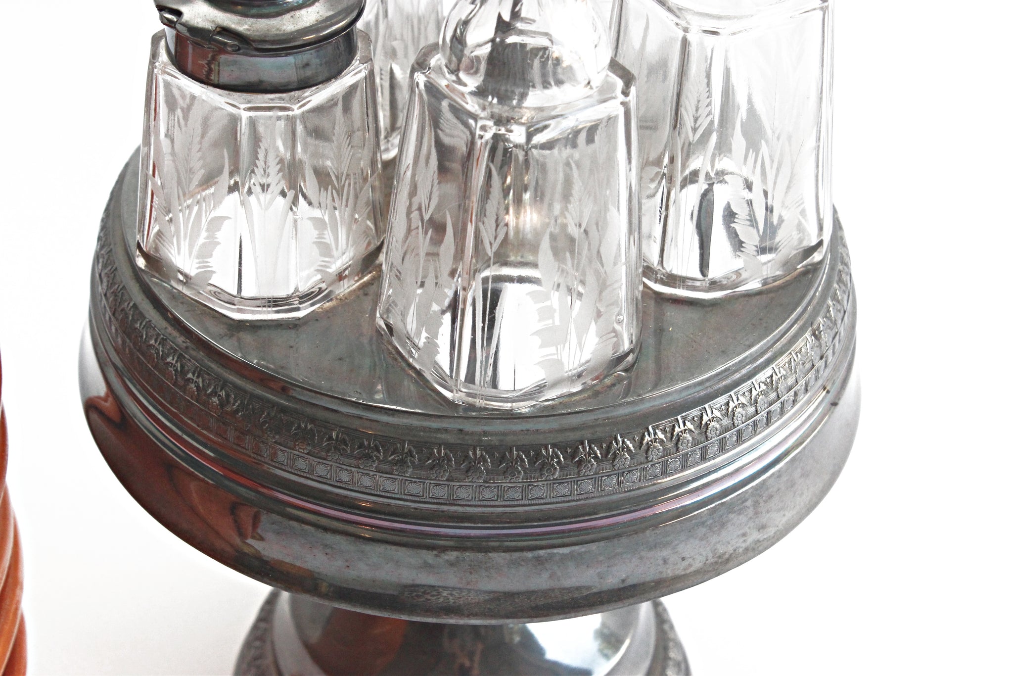 Vintage 1940's Condiment Caddy, Silver Plated Condiment Holder