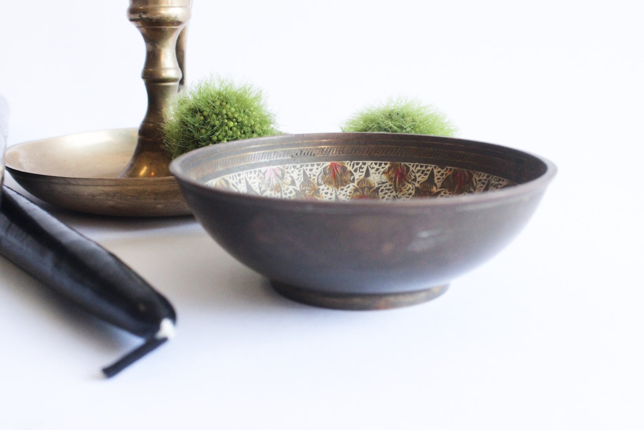 Hand painted Brass Bowl, Ring Dish, Jewelry Holder