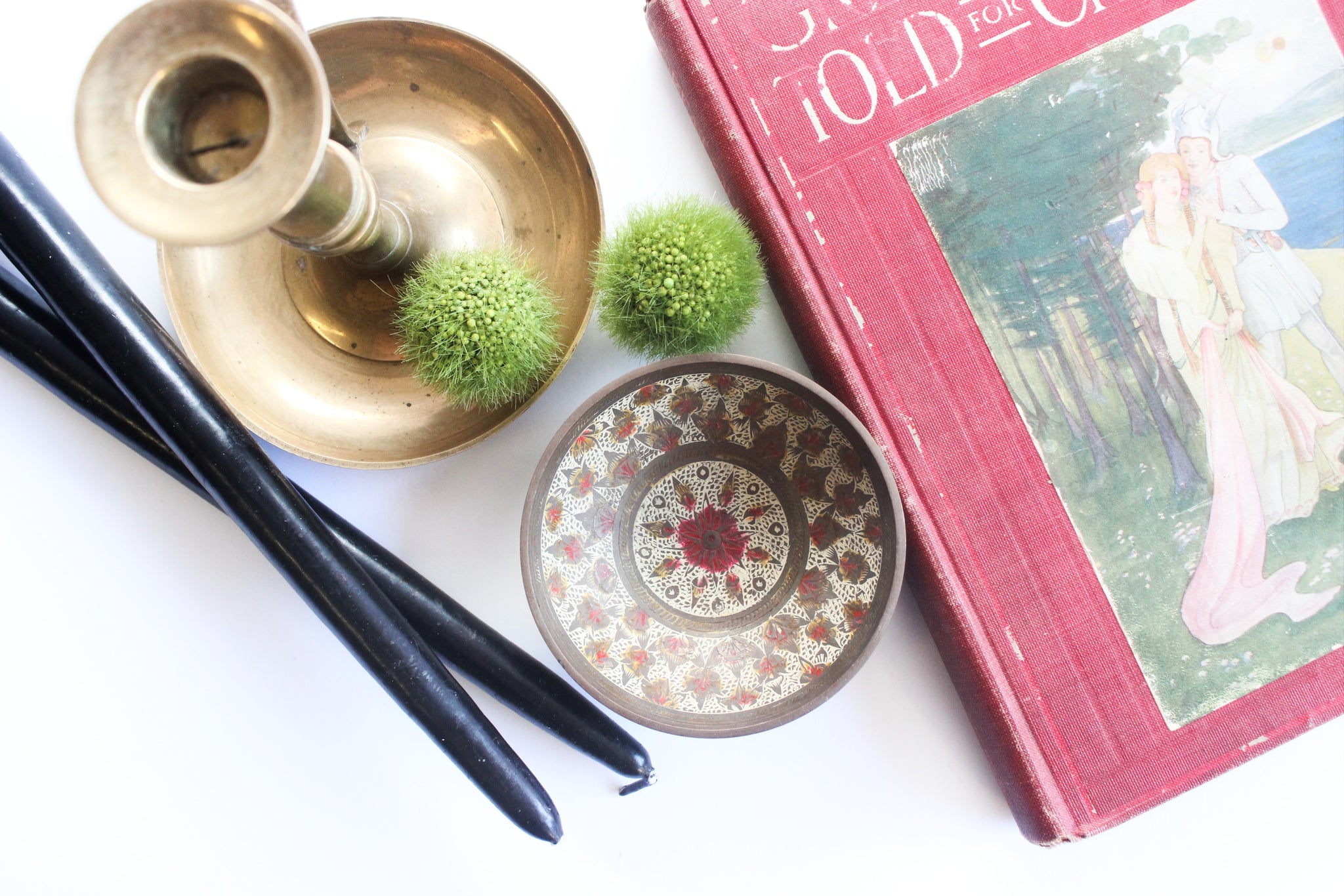 Hand painted Brass Bowl, Ring Dish, Jewelry Holder