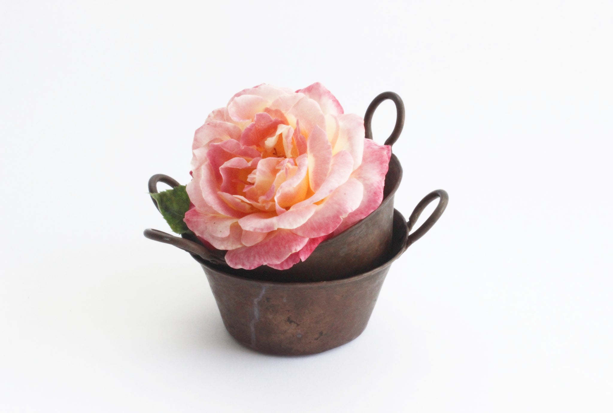 Vintage Hammered Copper Cups, Miniature Buckets, Small Rustic Containers
