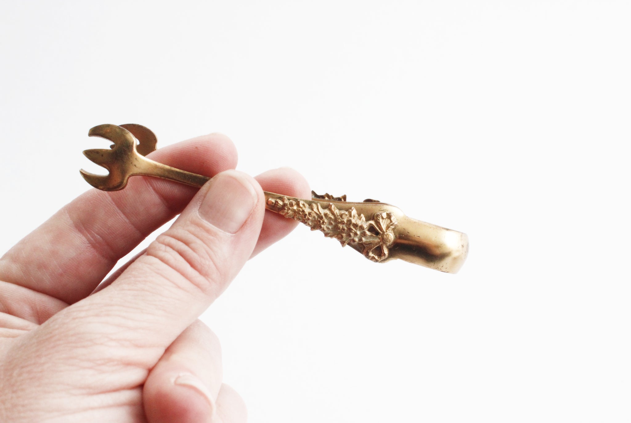 Vintage Gold Appetizer Tongs, Miniature Food Serving Utensil
