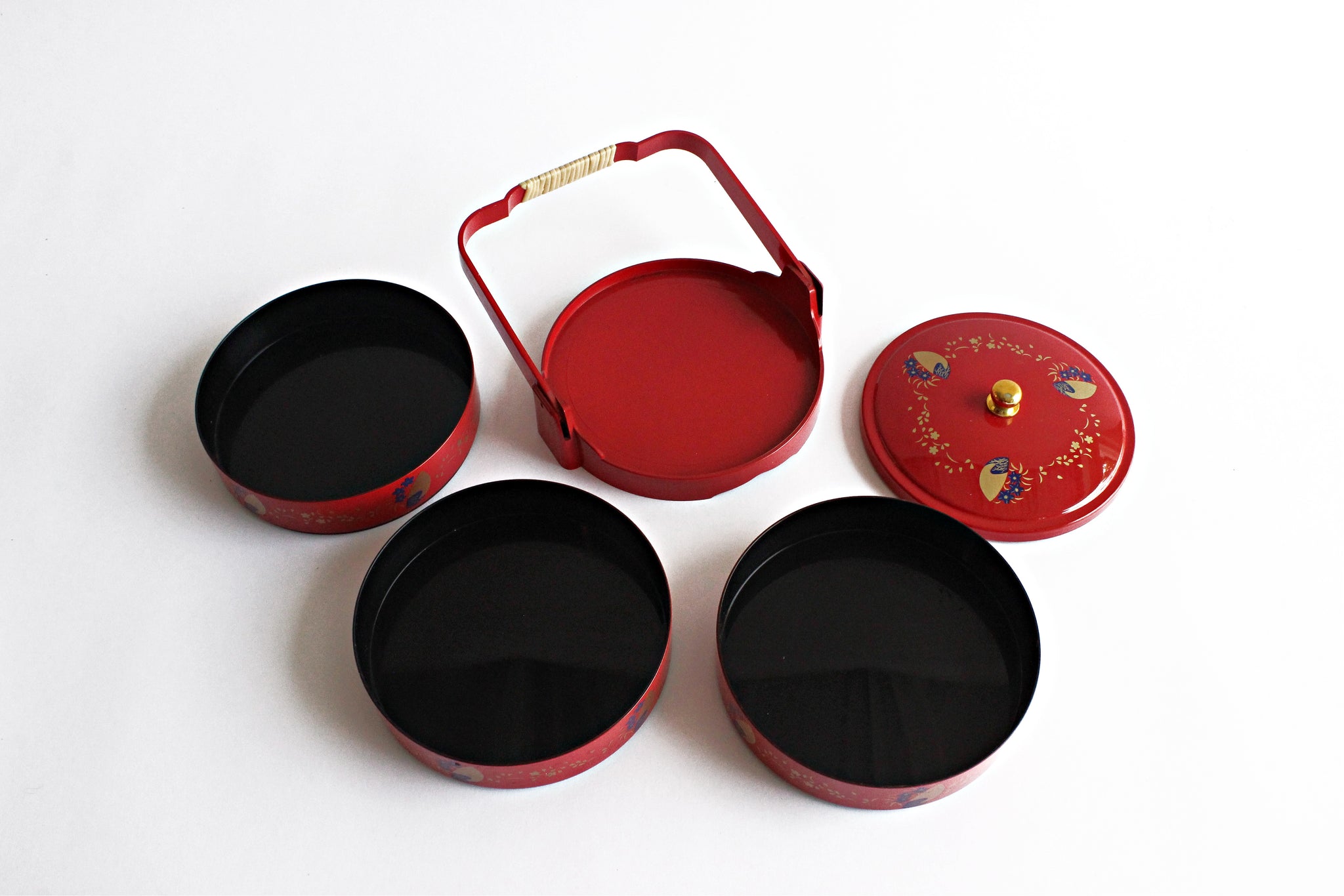 Vintage Japanese Bento Box, Three Tiered Stacking Bento Box